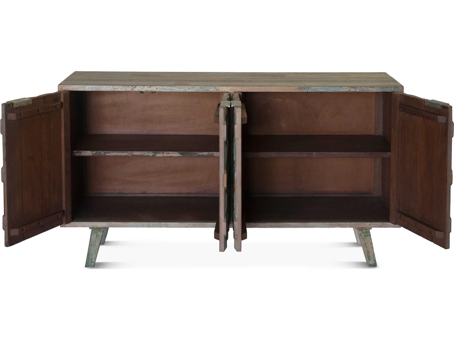 World Interiors Cordoba 61" Teak Wood Vintage Teal Sideboard