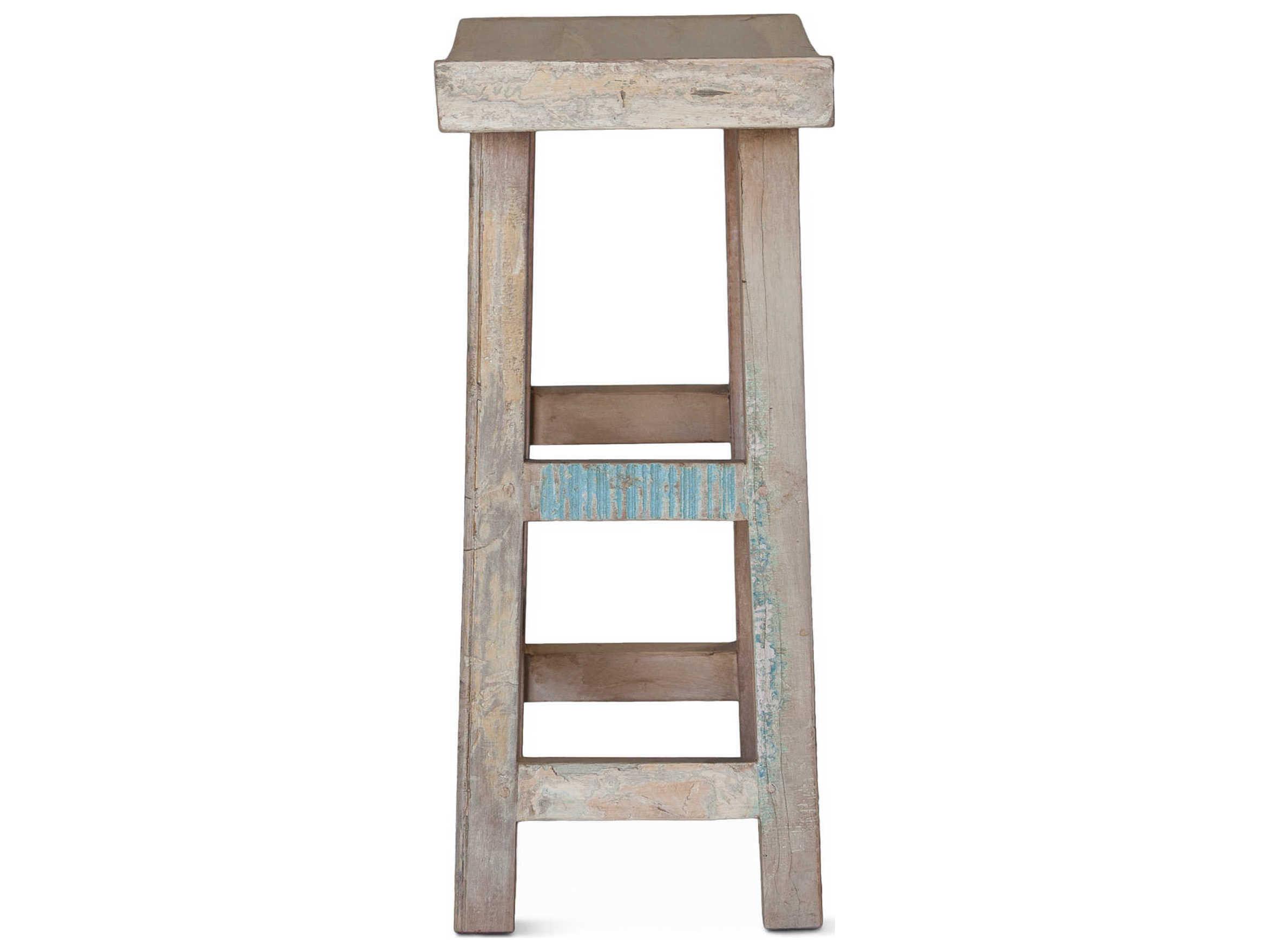 World Interiors Cordoba Teak Wood Vintage Teal Counter Stool