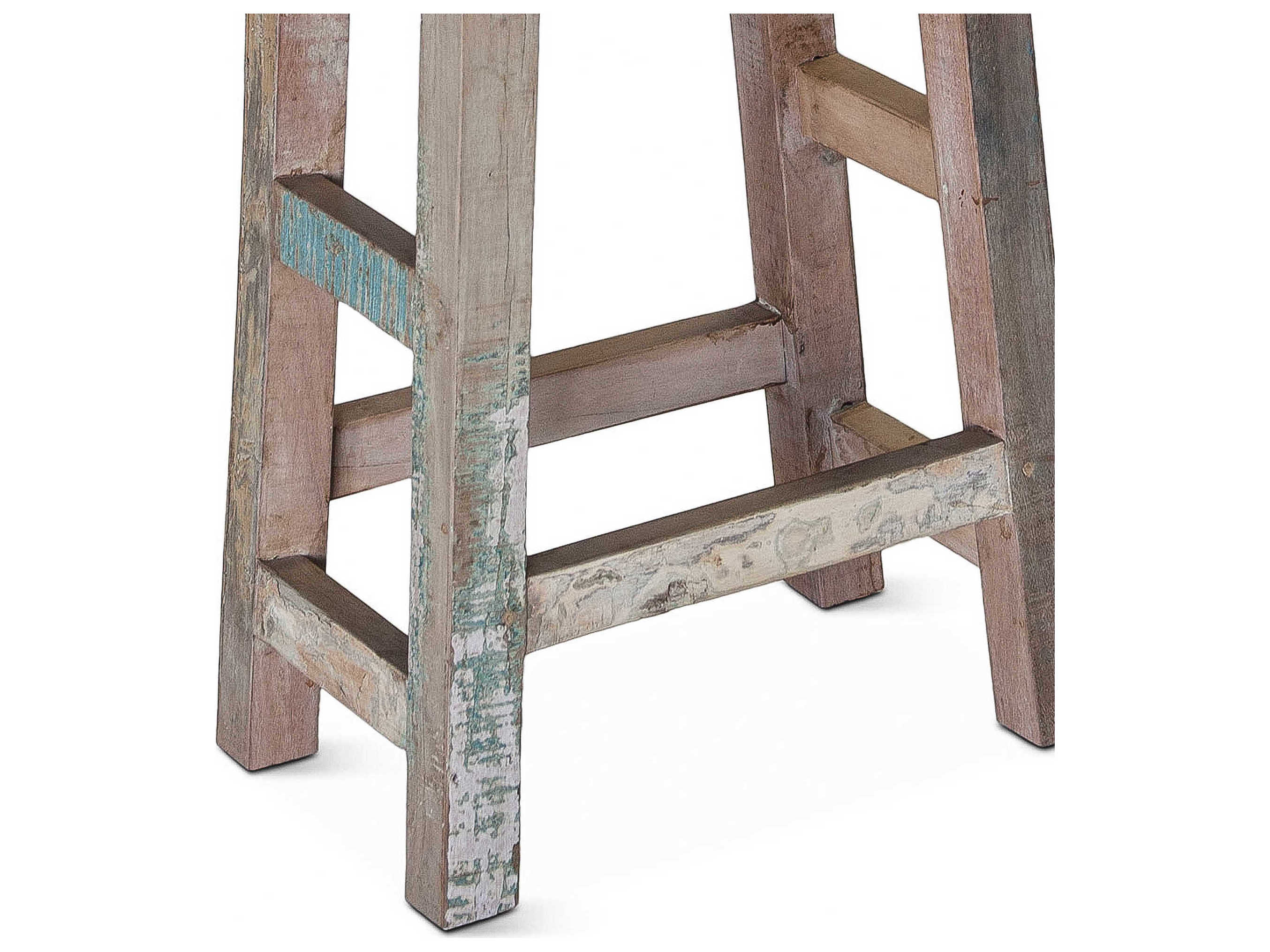 World Interiors Cordoba Teak Wood Vintage Teal Counter Stool