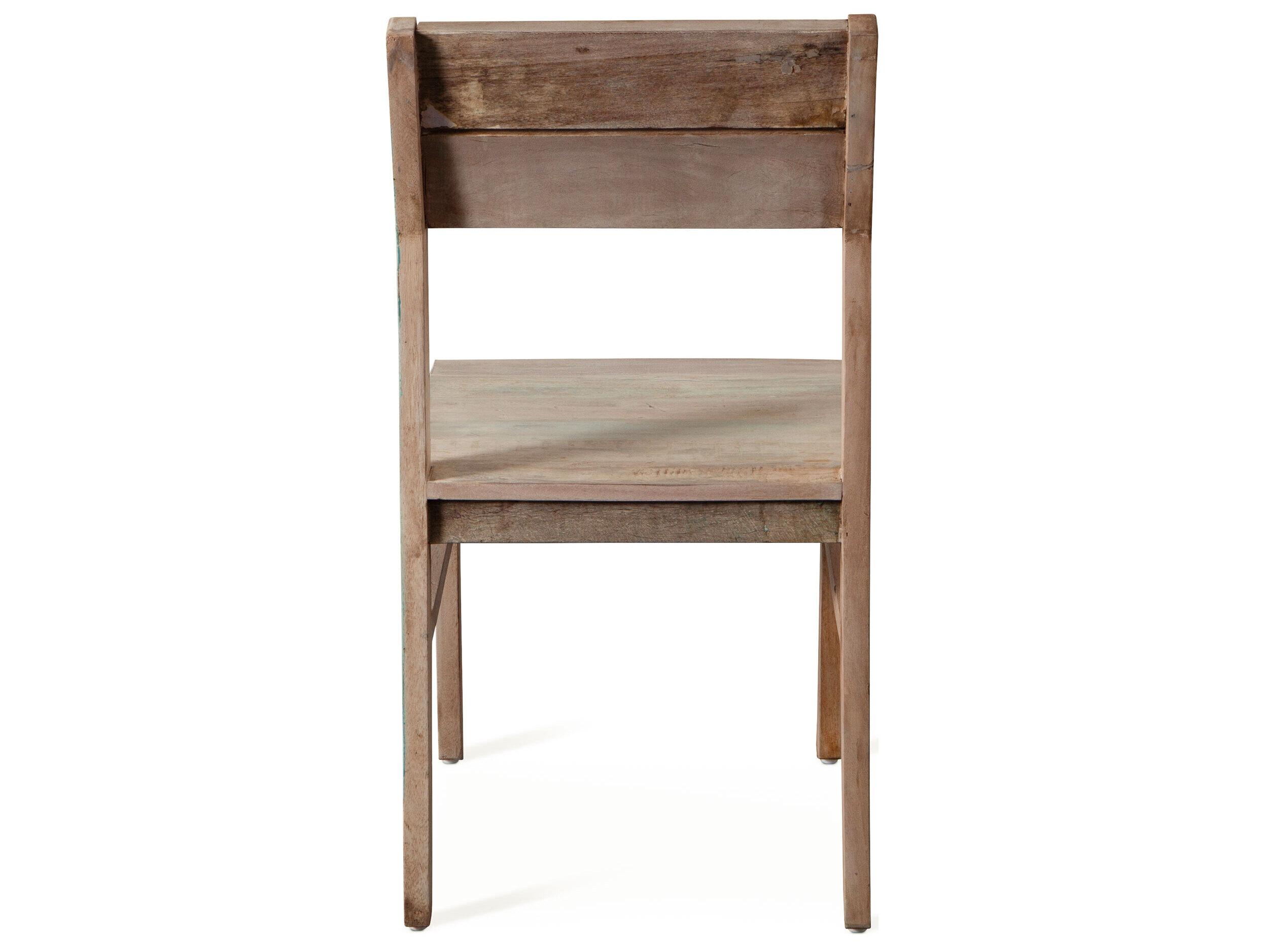 World Interiors Cordoba Teak Wood Beige Armless Dining Chair
