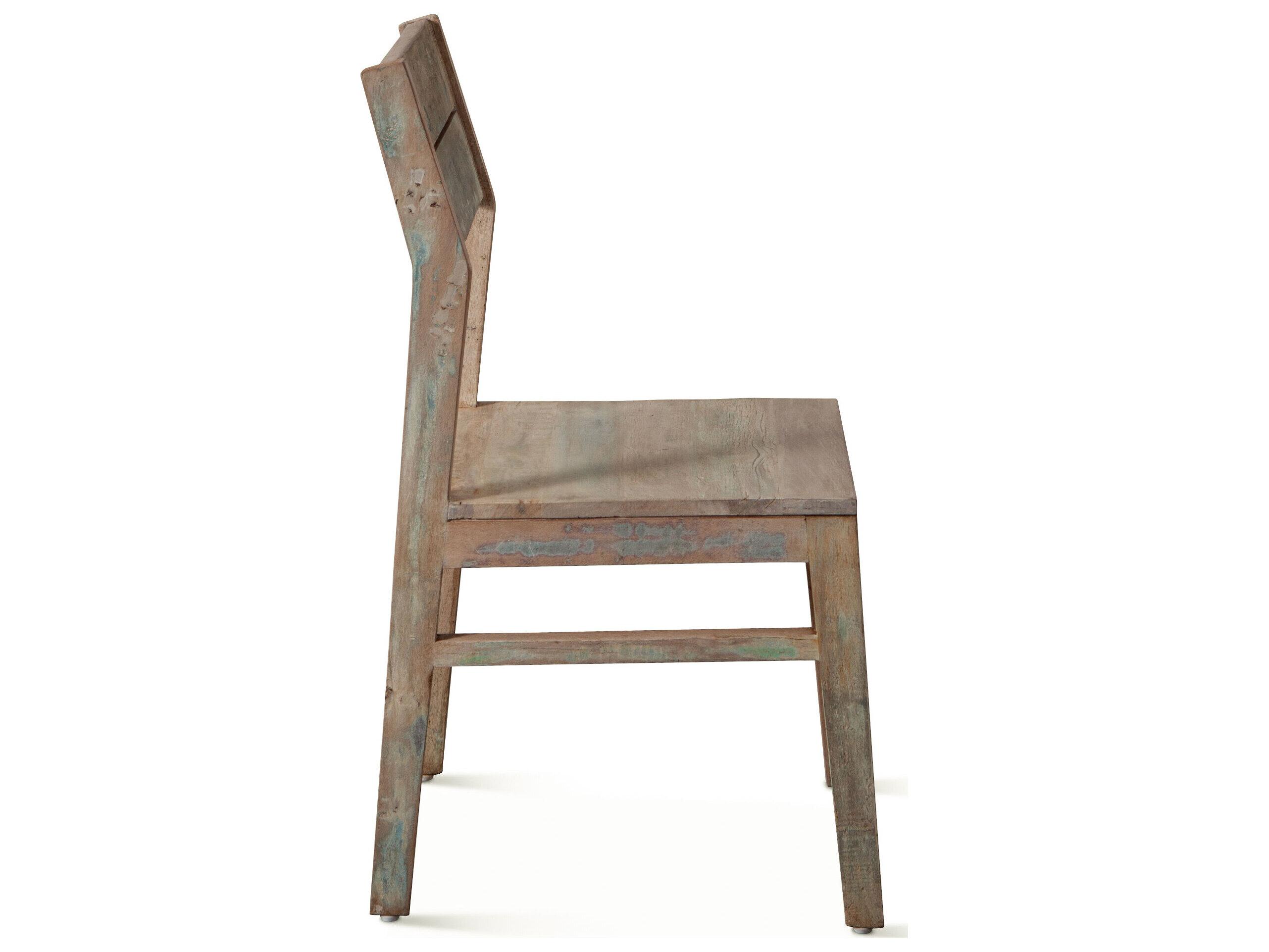 World Interiors Cordoba Teak Wood Beige Armless Dining Chair