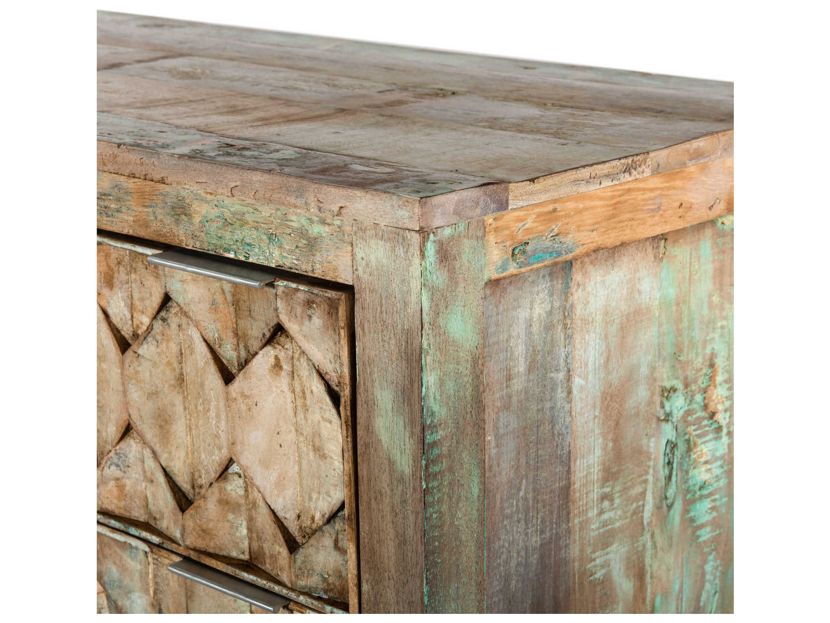 World Interiors Cordoba 6-Drawers Blue Teak Wood Double Dresser