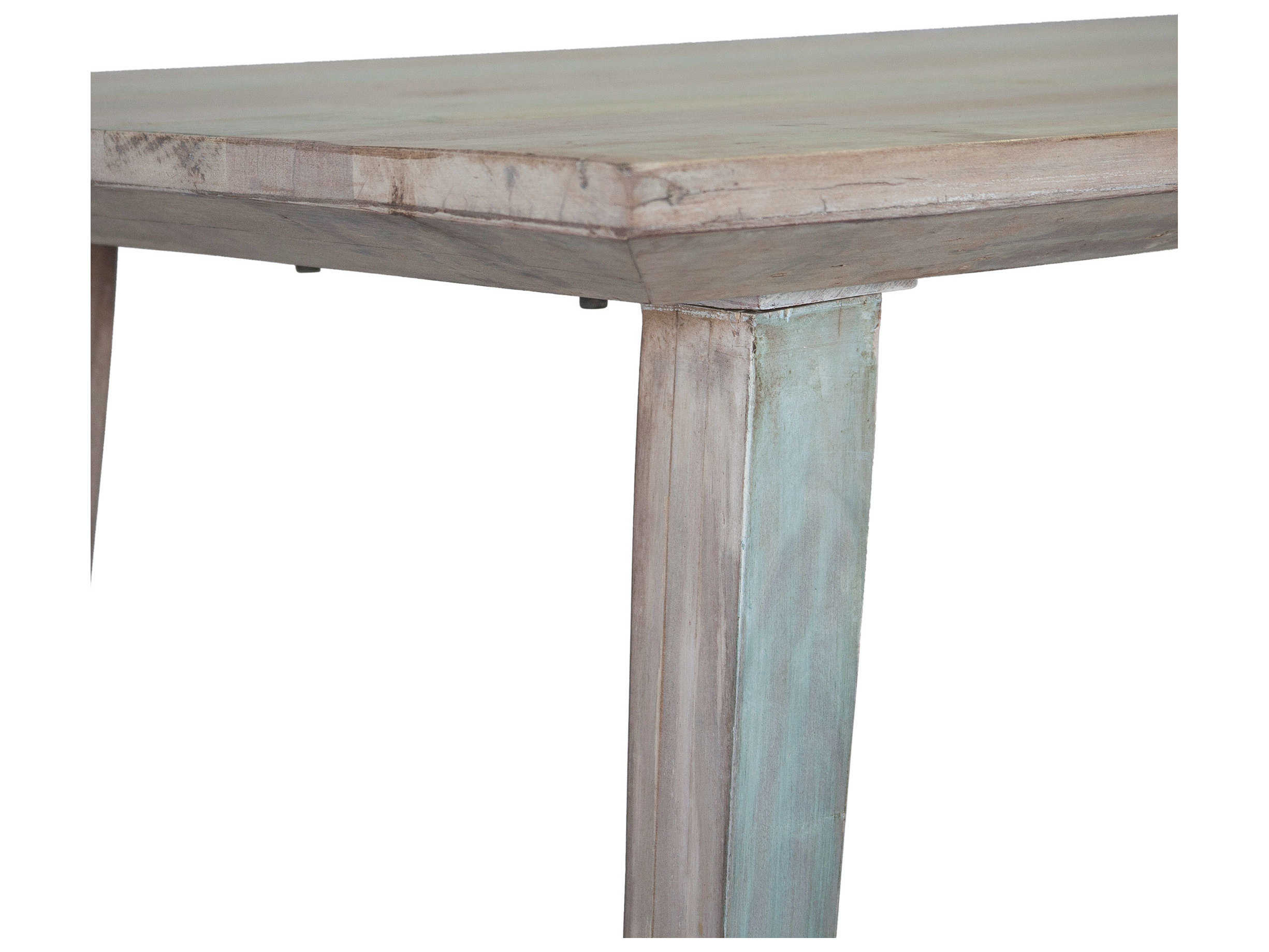 World Interiors Cordoba Rectangular Wood Vintage Teal Dining Table