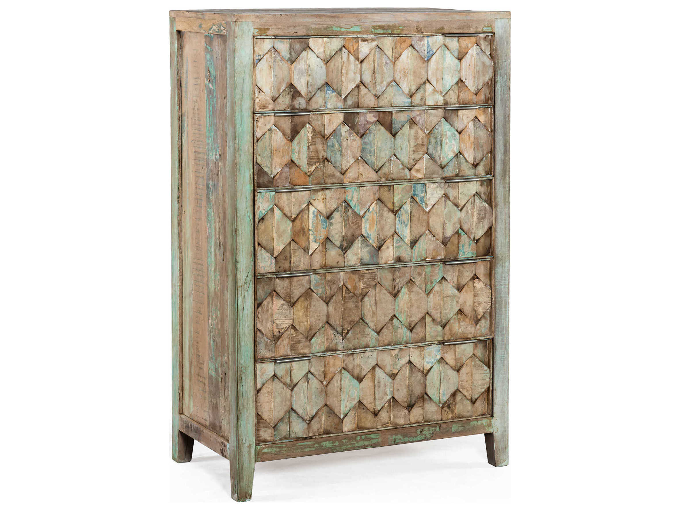 World Interiors Cordoba Vintage Teal Antique Nickel Blue Accent Chest