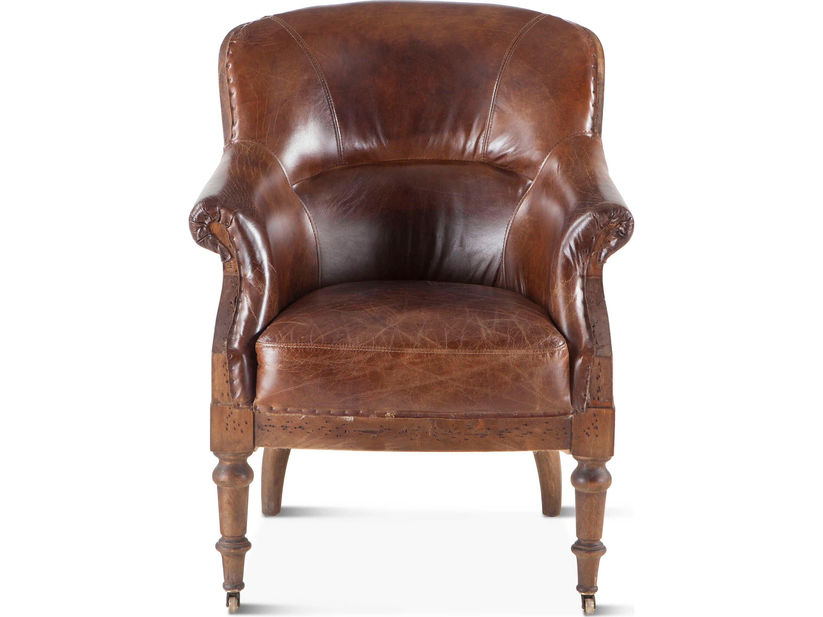 World Interiors Charles Brown Leather Accent Chair