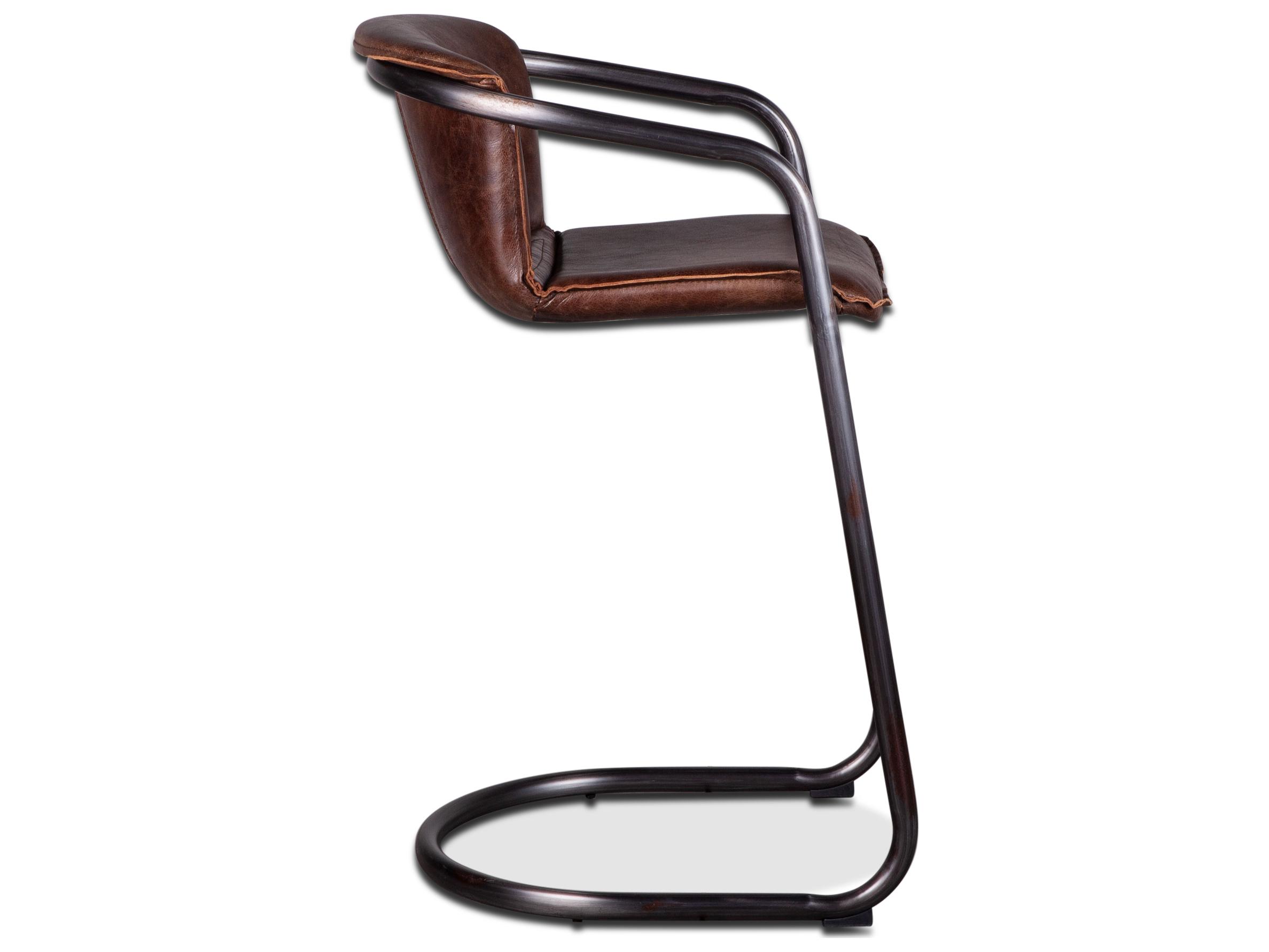 World Interiors Chiavari Geisha Brown Brushed Gunmetal Leather Bar Stool