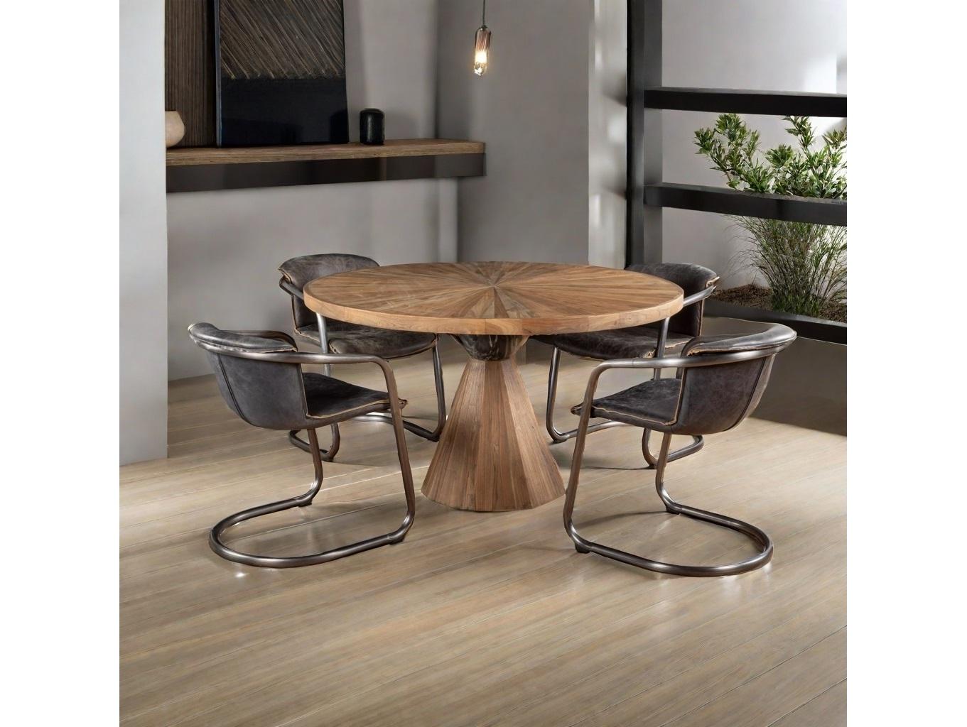 World Interiors Chiavari Brown Leather Arm Dining Chair