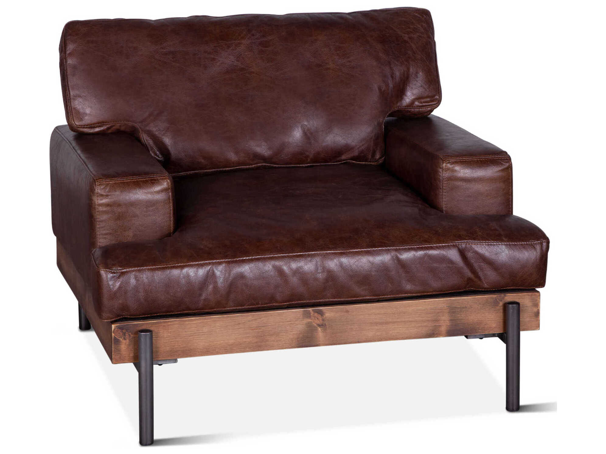 World Interiors Chiavari Brown Leather Accent Chair