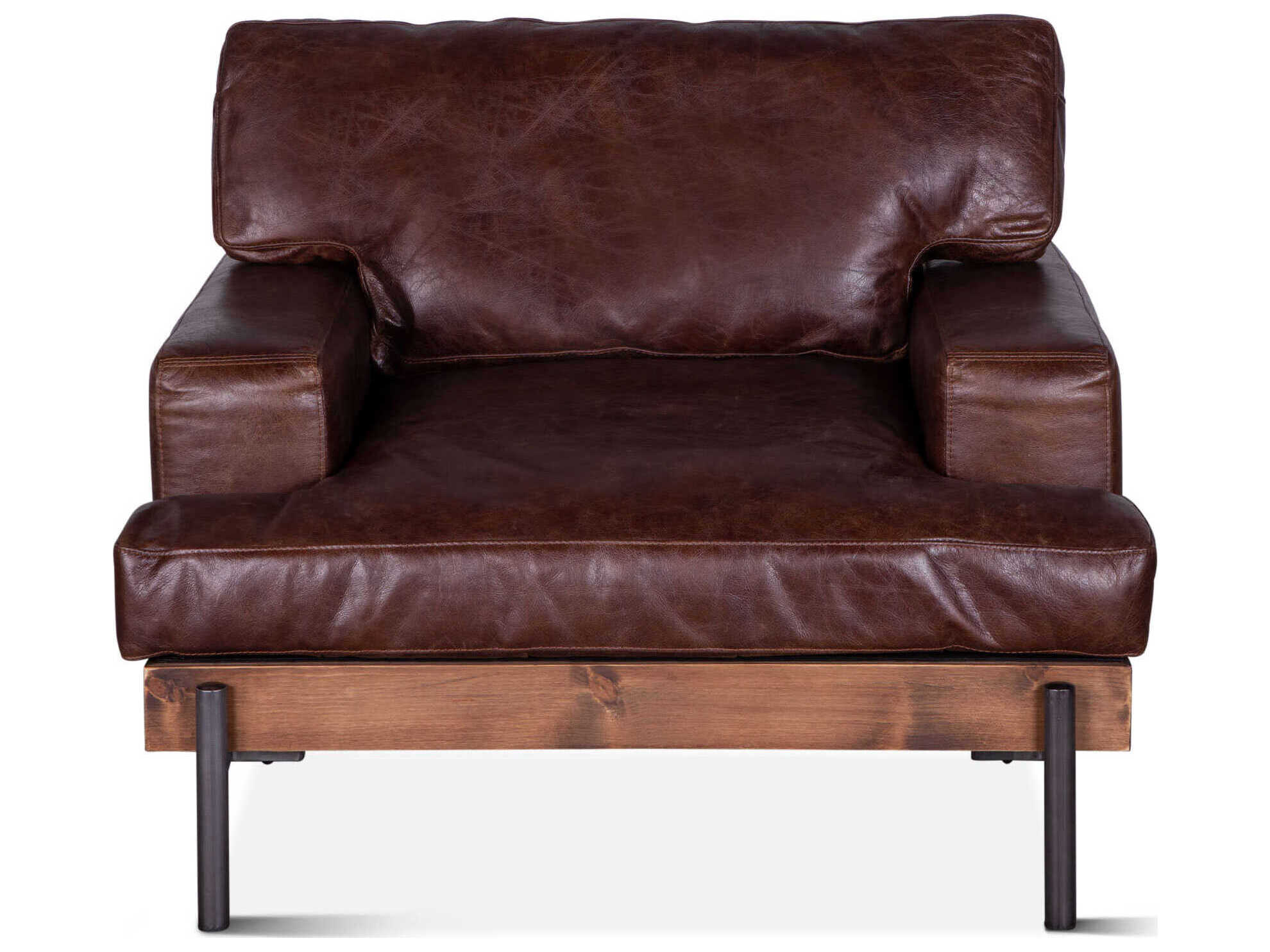 World Interiors Chiavari Brown Leather Accent Chair