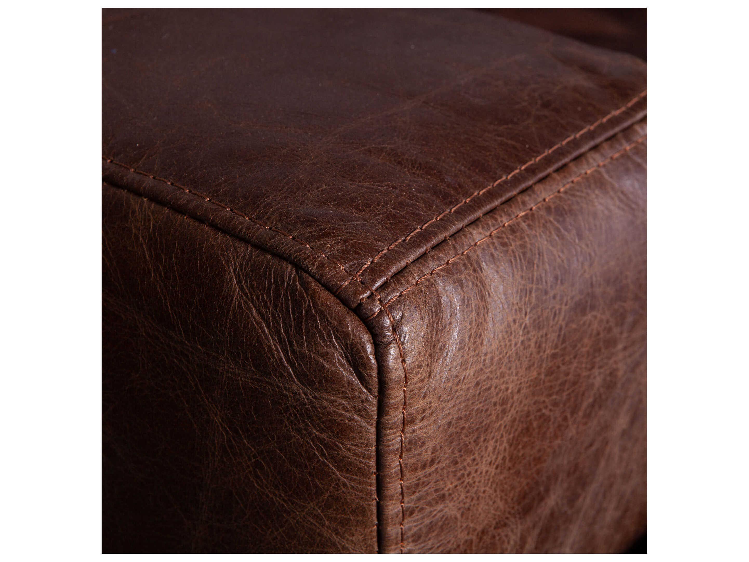 World Interiors Chiavari Geisha Brown Antique Zinc Walnut Gray Leather Sofa