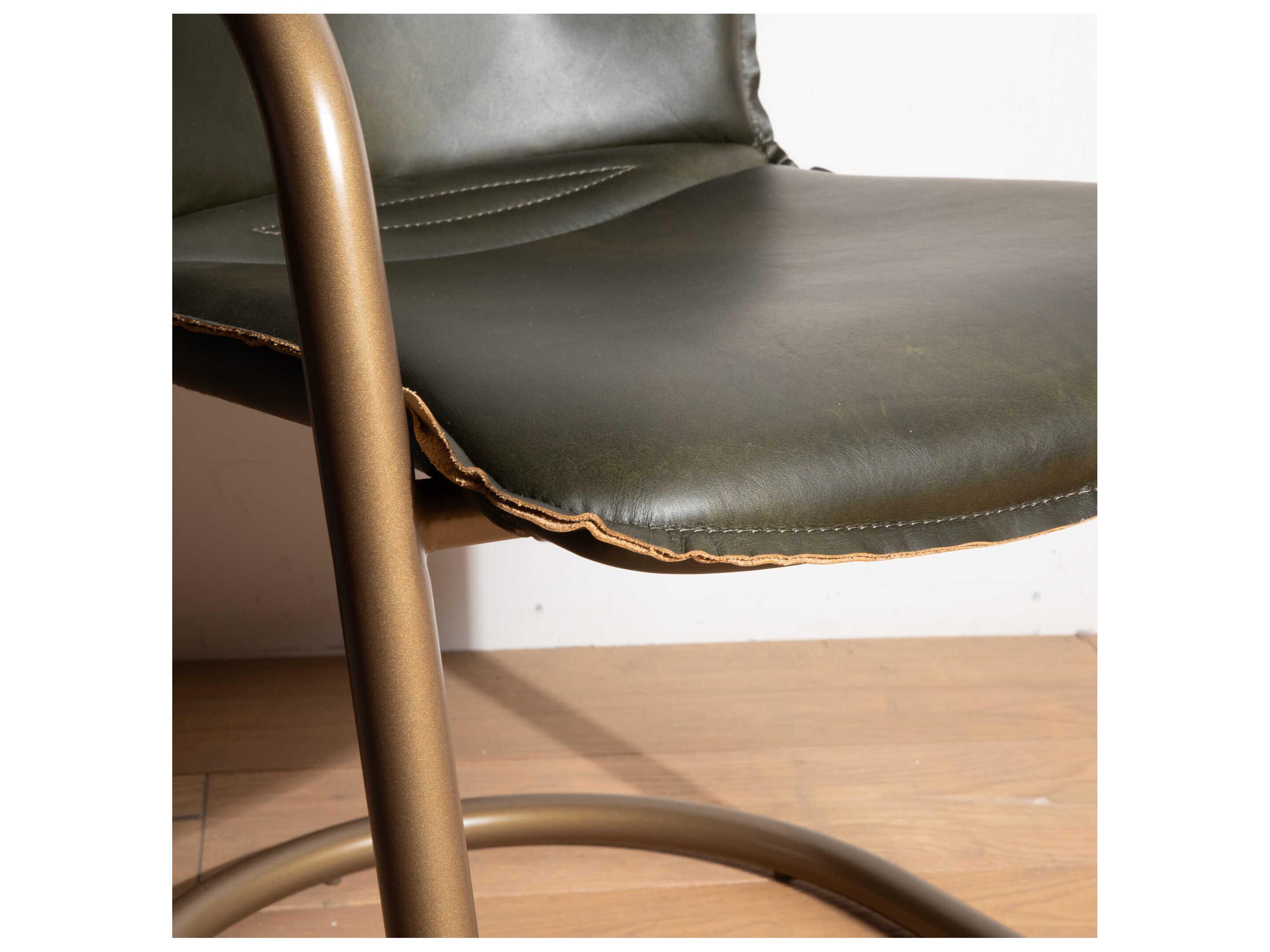 World Interiors Chiavari Antique Gold Leather Bar Stool