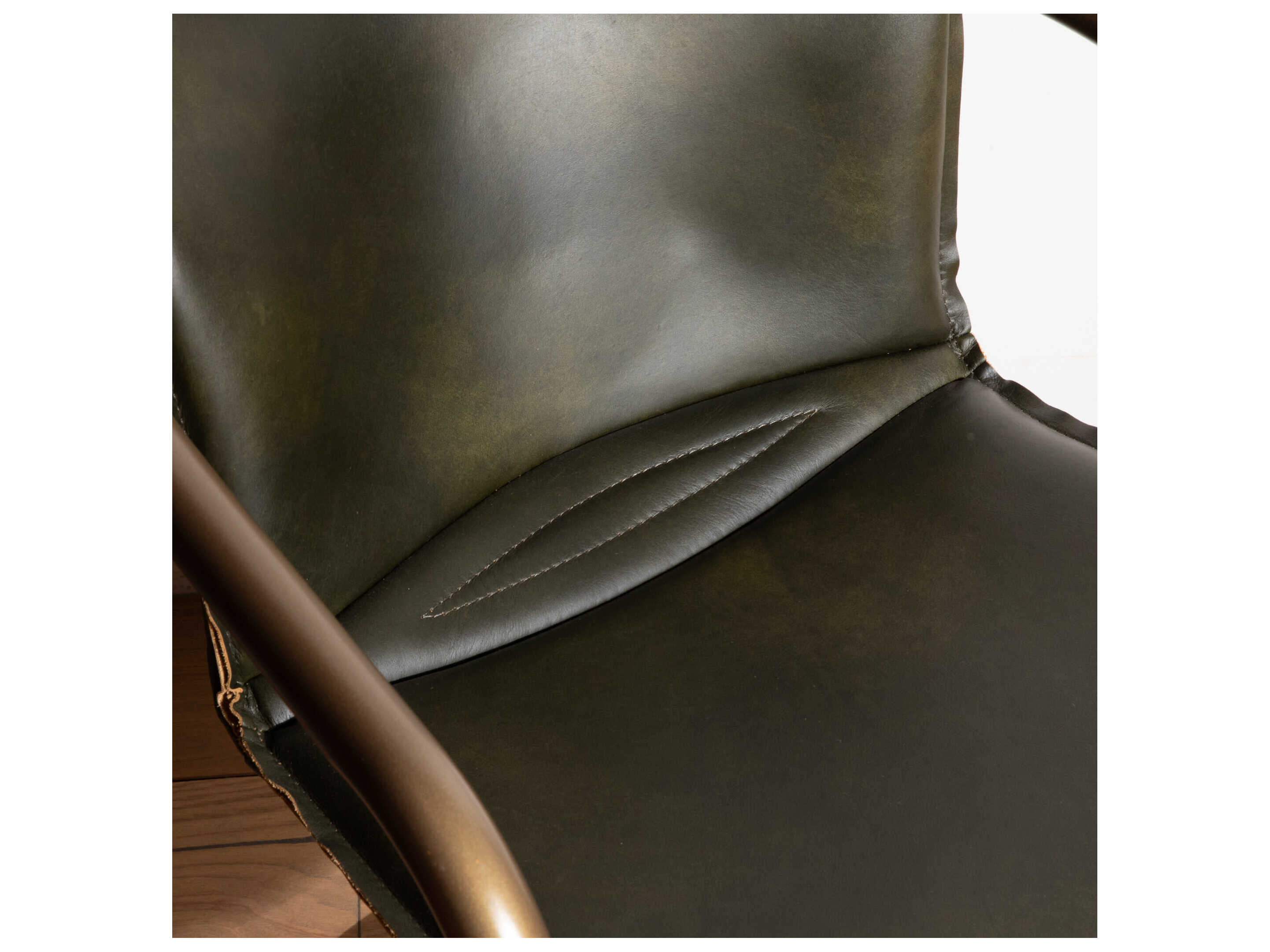 World Interiors Chiavari Antique Gold Leather Bar Stool