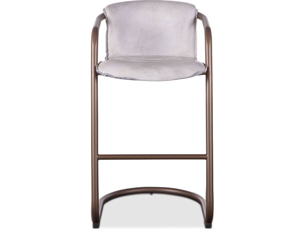 World Interiors Chiavari Vintage White And Bronze Leather Bar Stool