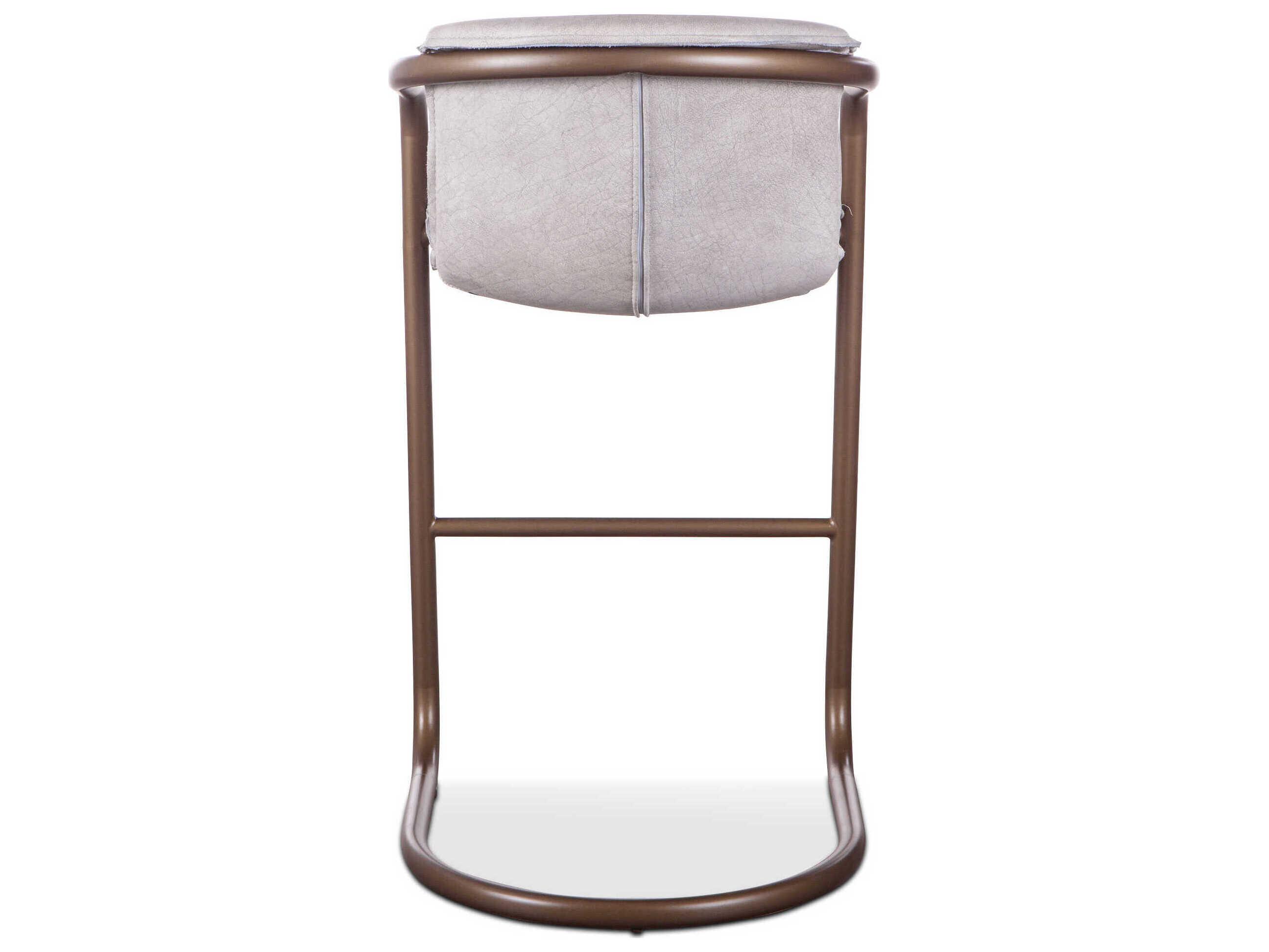 World Interiors Chiavari Leather Vintage White And Bronze Bar Stool