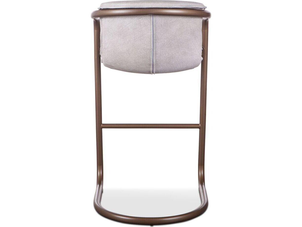 World Interiors Chiavari Vintage White And Bronze Leather Bar Stool
