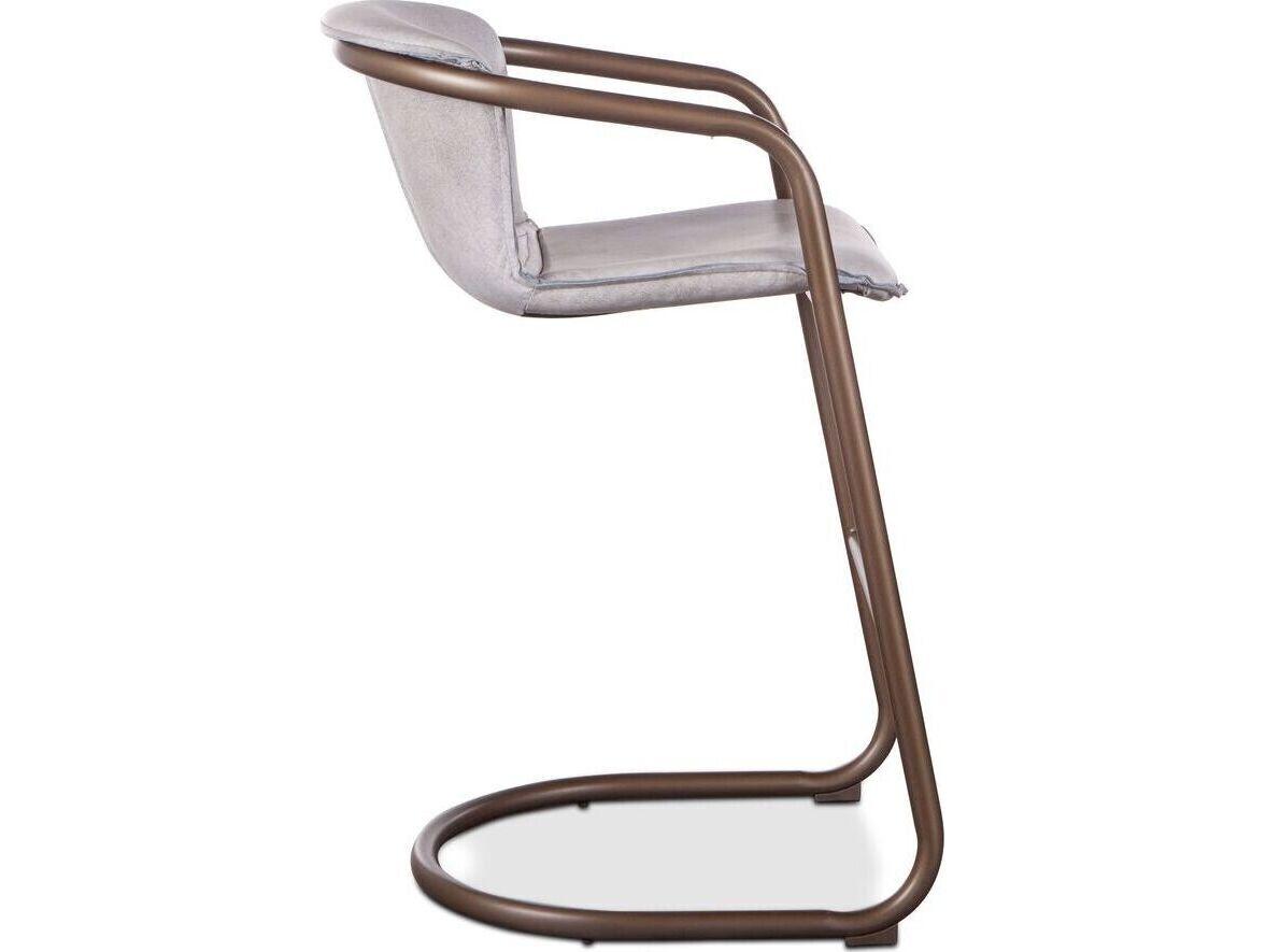 World Interiors Chiavari Vintage White And Bronze Leather Bar Stool