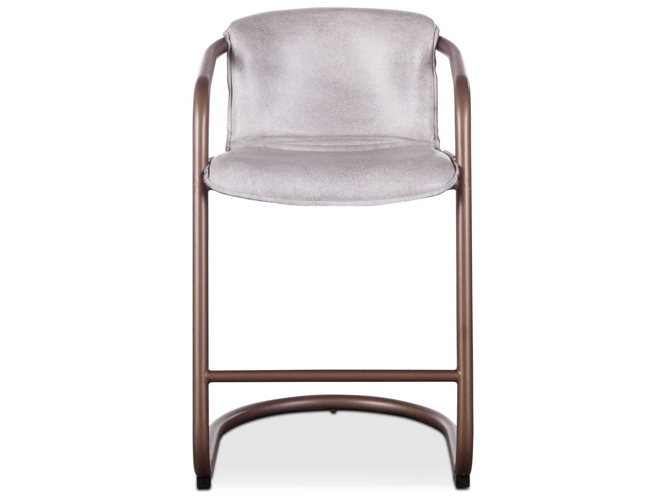 World Interiors Chiavari Distressed Antique Brushed Bronze Leather Counter Stool