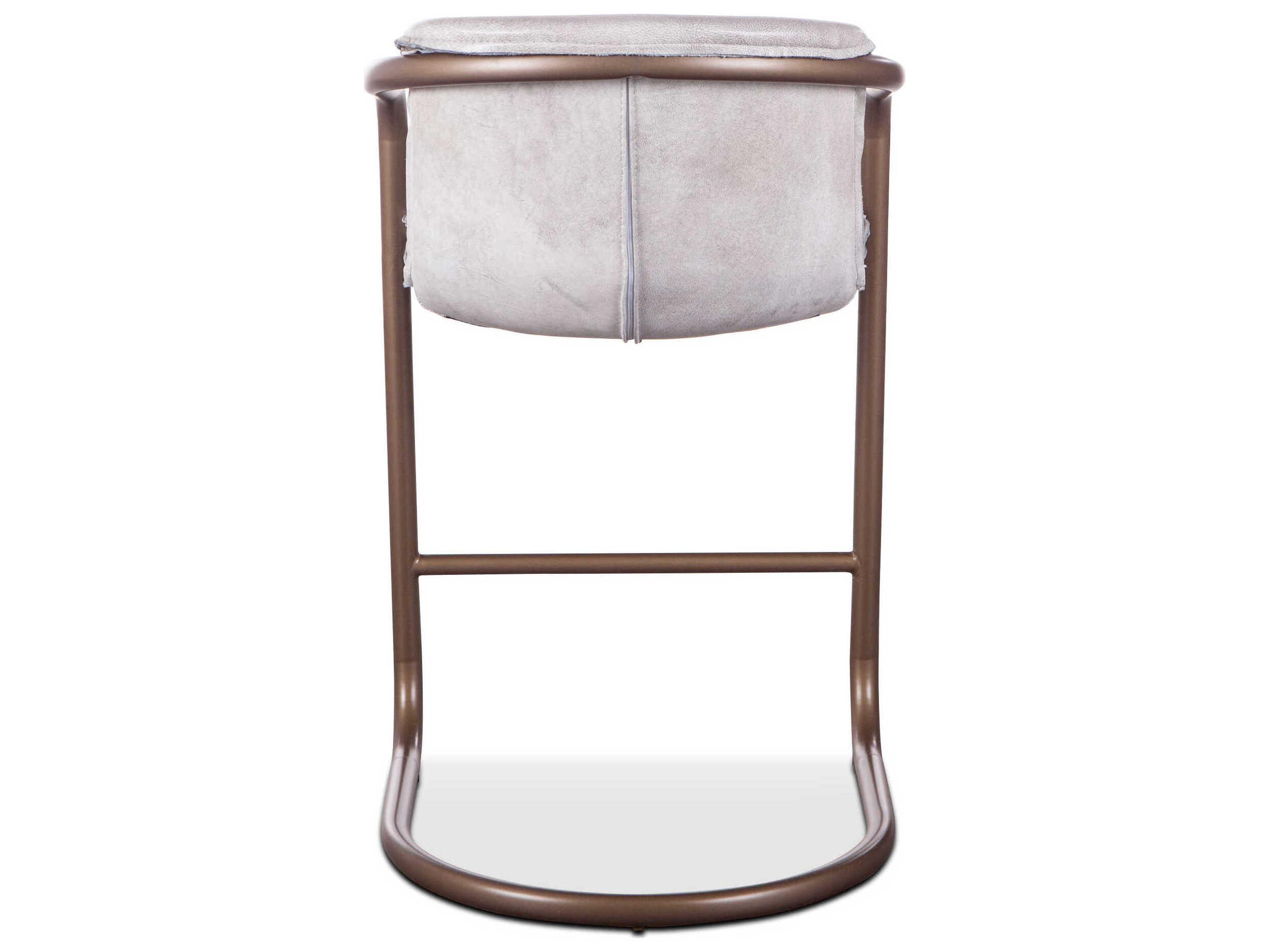 World Interiors Chiavari Distressed Antique Brushed Bronze Leather Counter Stool
