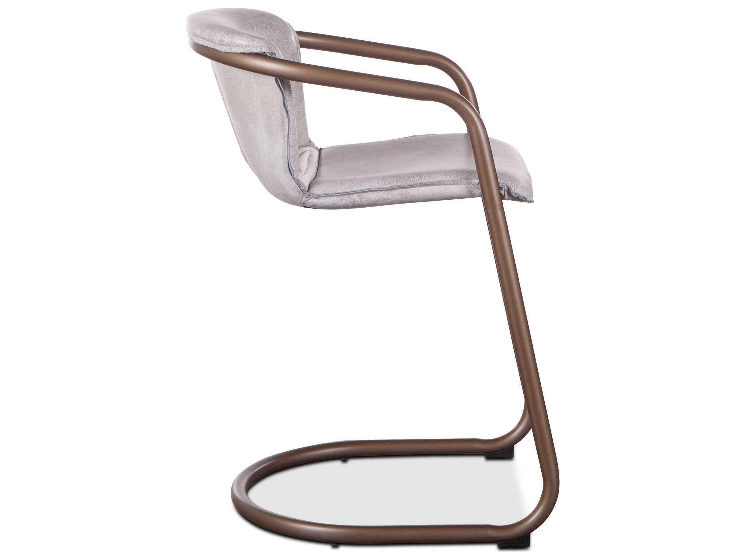 World Interiors Chiavari Distressed Antique Brushed Bronze Leather Counter Stool