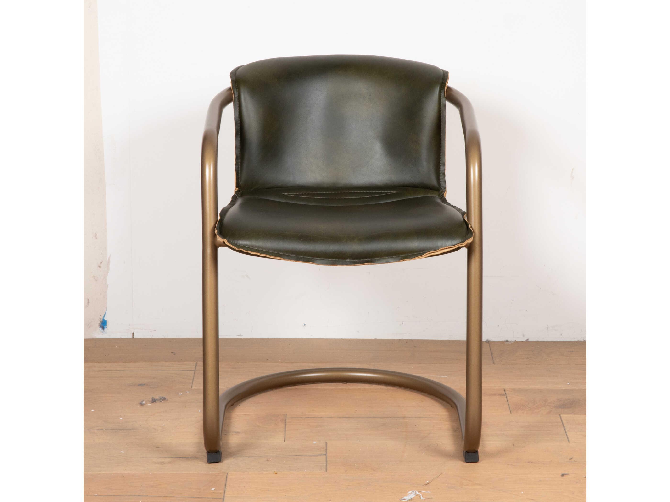 World Interiors Chiavari Green Leather Arm Dining Chair 