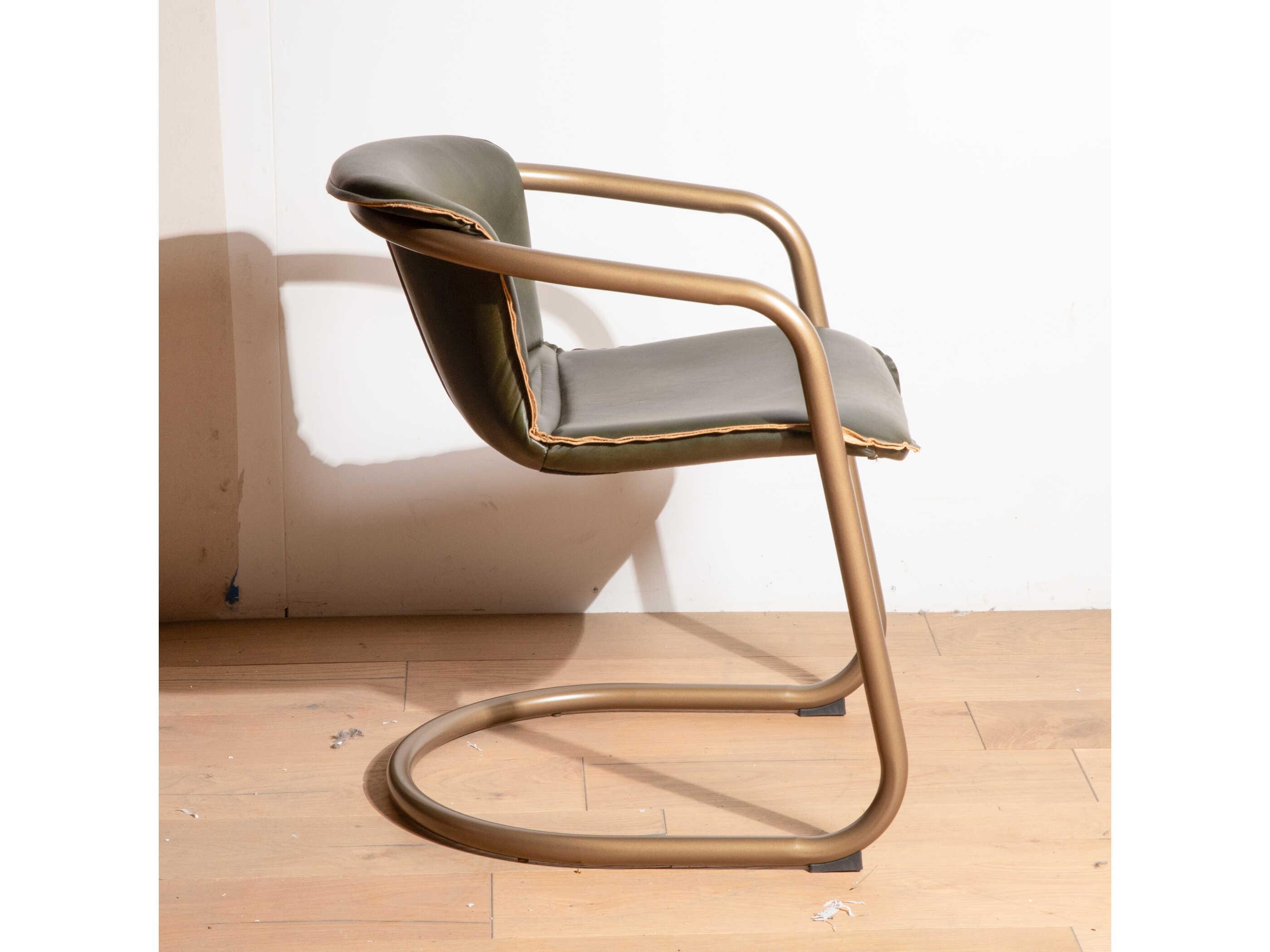 World Interiors Chiavari Green Leather Arm Dining Chair 