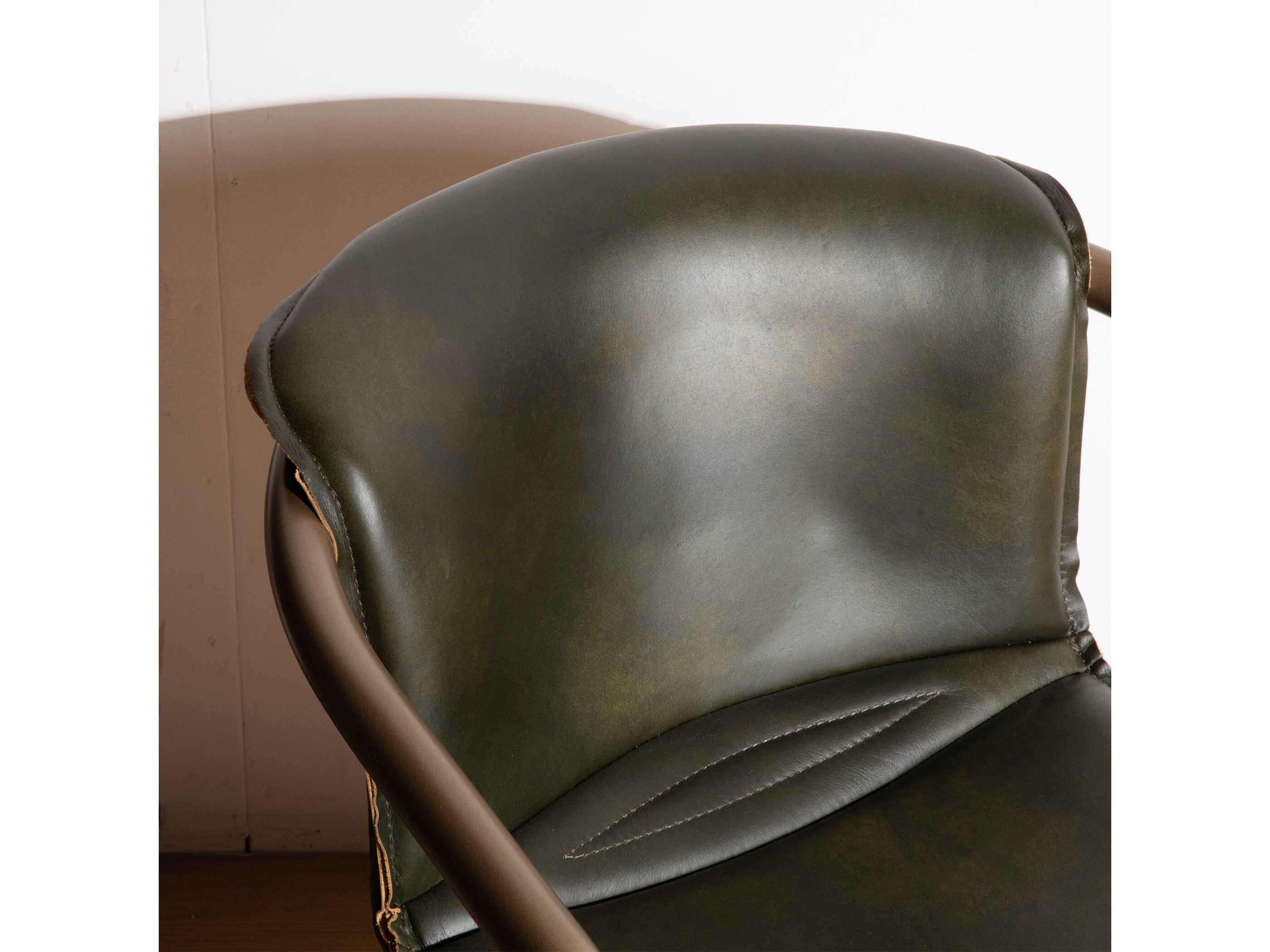 World Interiors Chiavari Green Leather Arm Dining Chair 