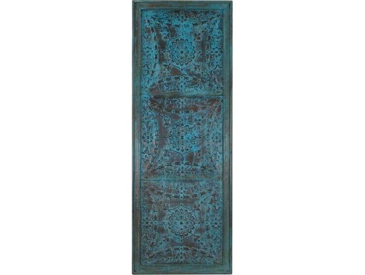 World Interiors Curio Antique Blue Wood Wall Art