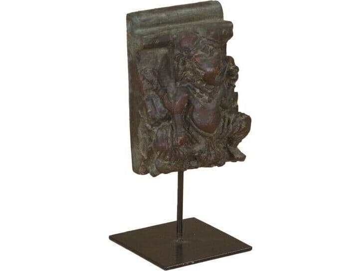 World Interiors Curio Carved Wooden Ganesha Brown Sculpture