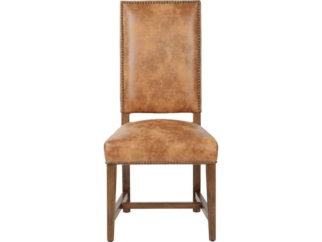 World Interiors Dani Birch Wood Natural Leather Armless Dining Chair