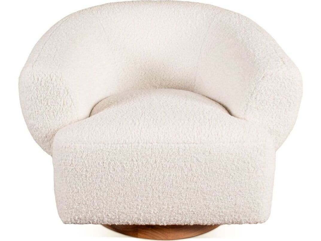 World Interiors Florence Swivel White Accent Chair