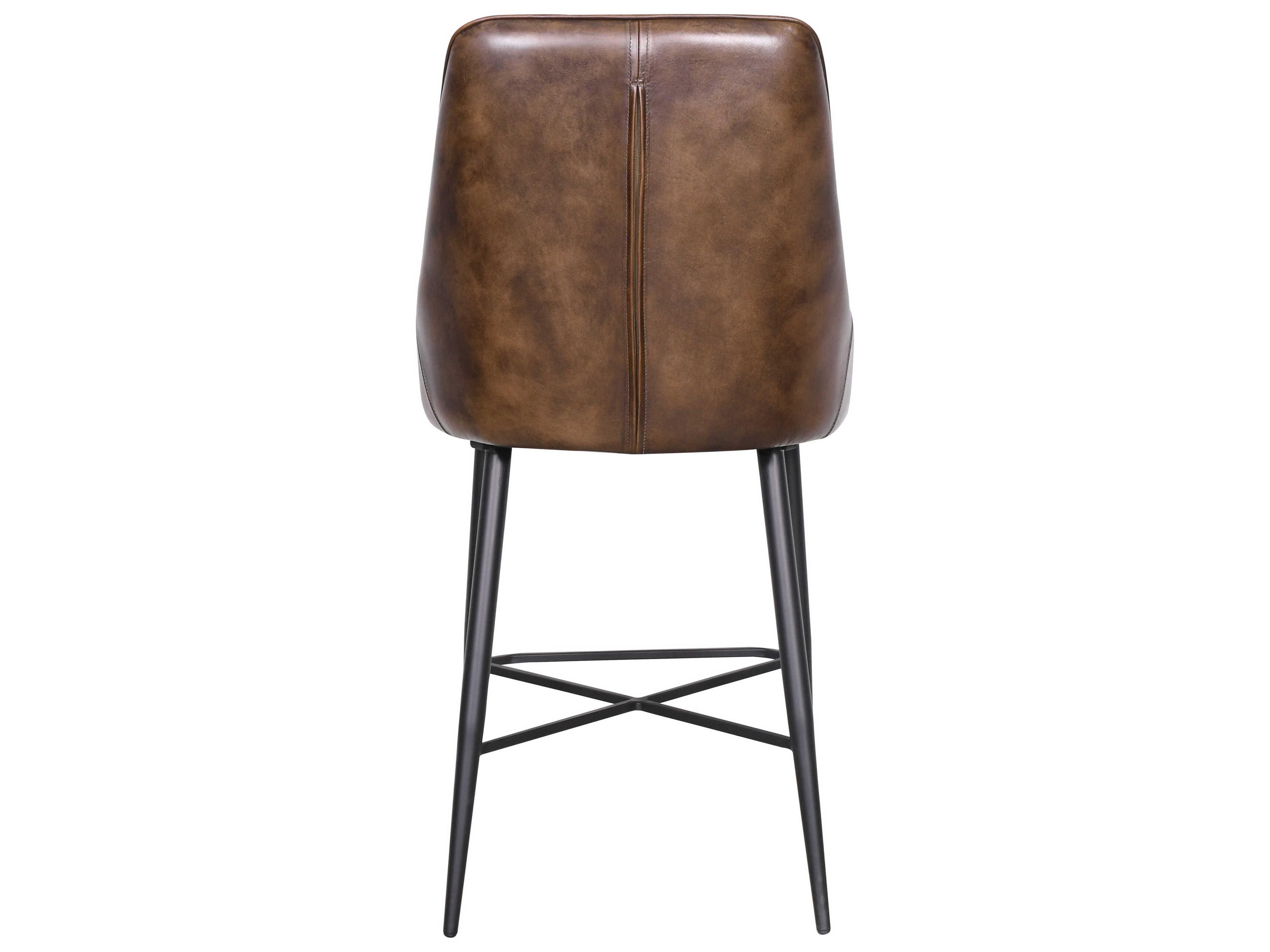 World Interiors Galway Powder Coated Black Leather Counter Stool