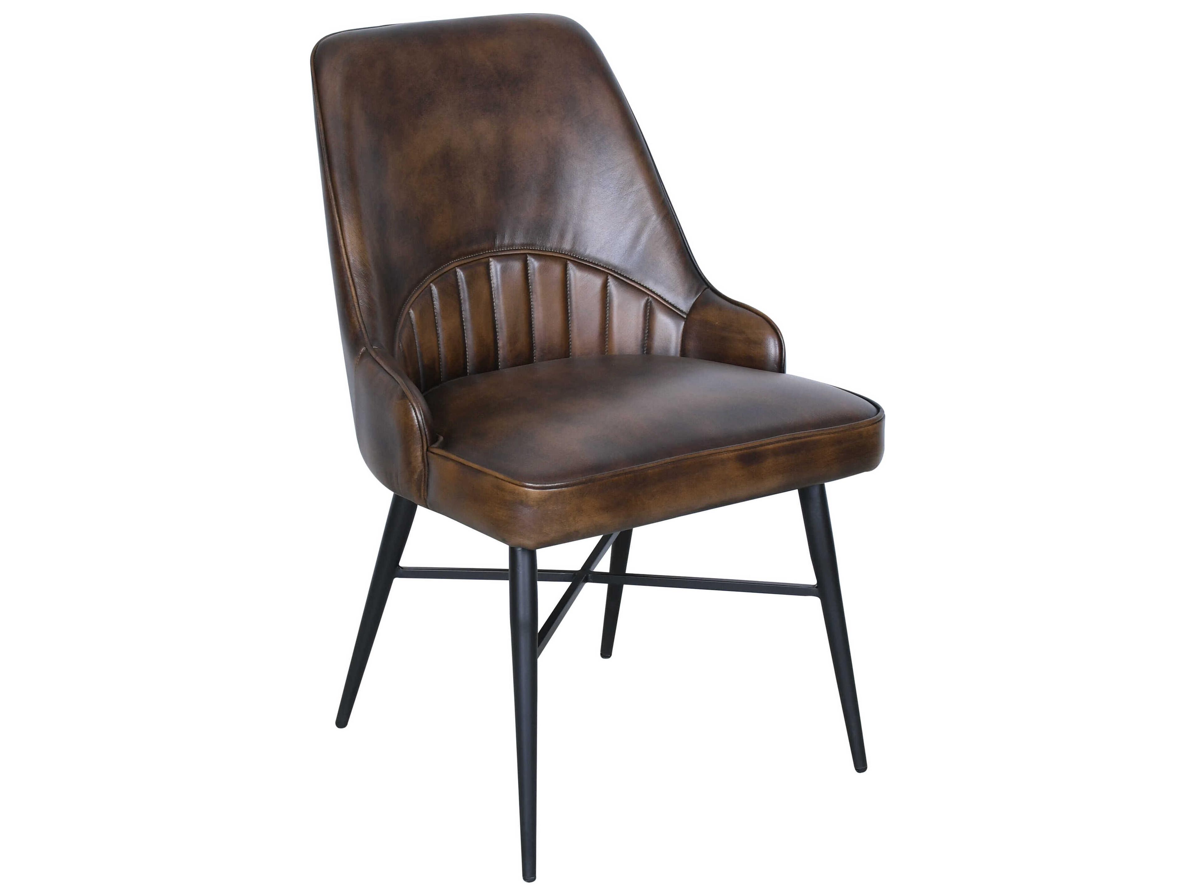World Interiors Galway Black Leather Armless Dining Chair