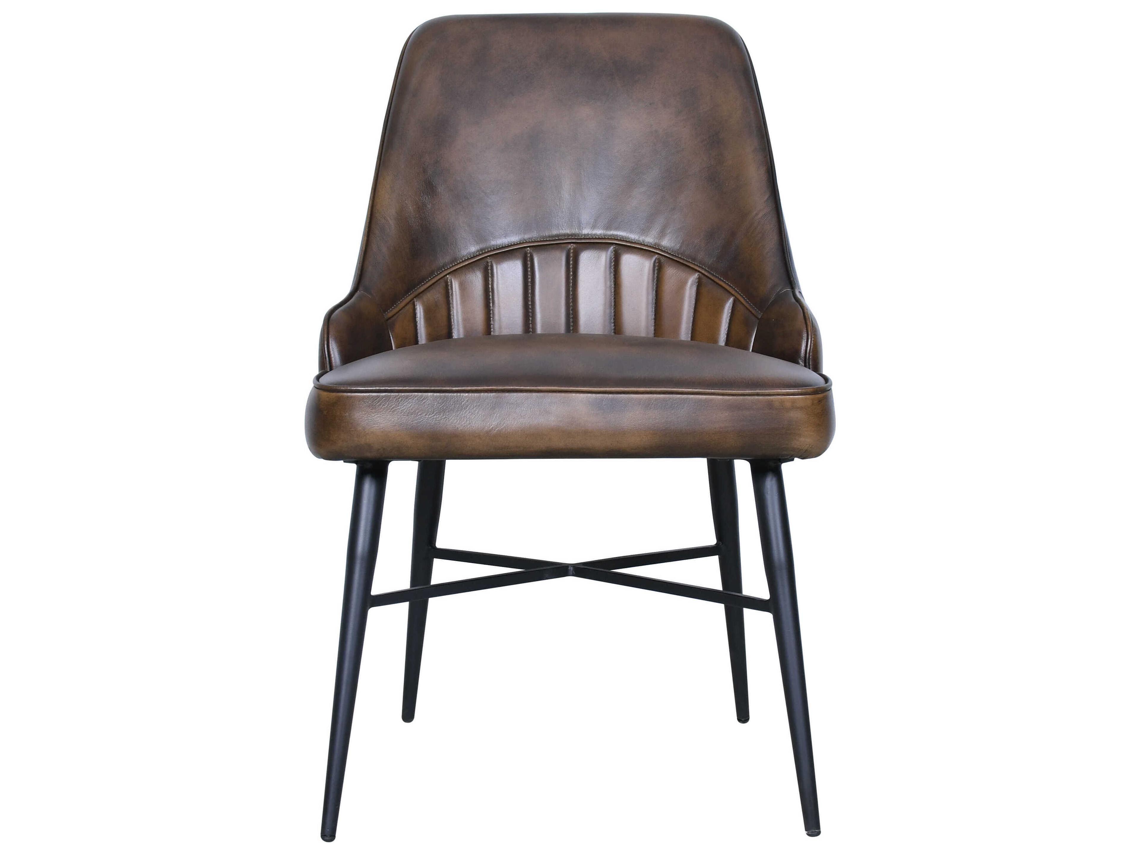 World Interiors Galway Black Leather Armless Dining Chair