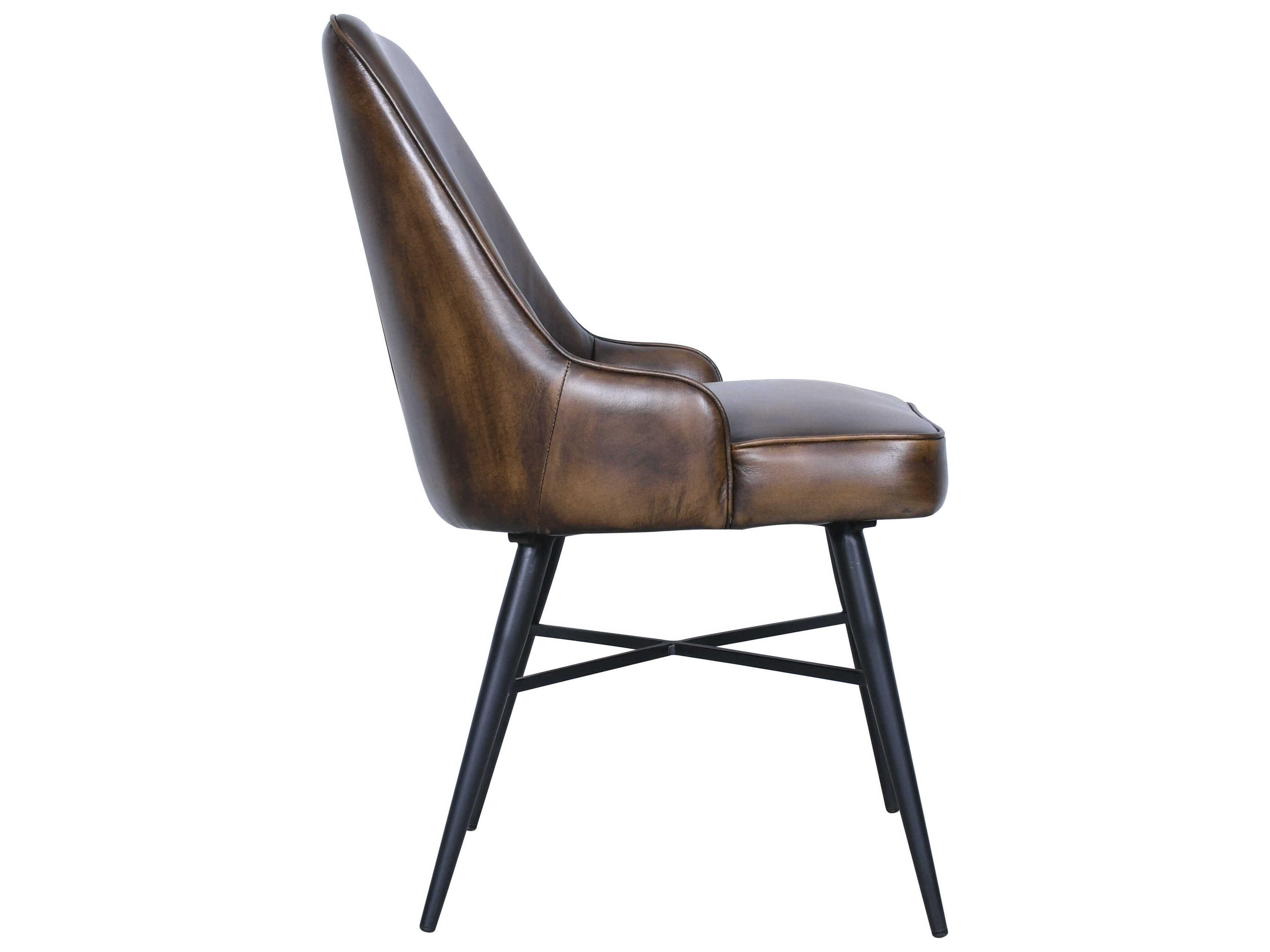 World Interiors Galway Black Leather Armless Dining Chair