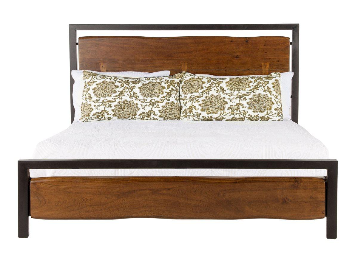 World Interiors Glenwood Walnut Black Acacia Wood King Panel Bed
