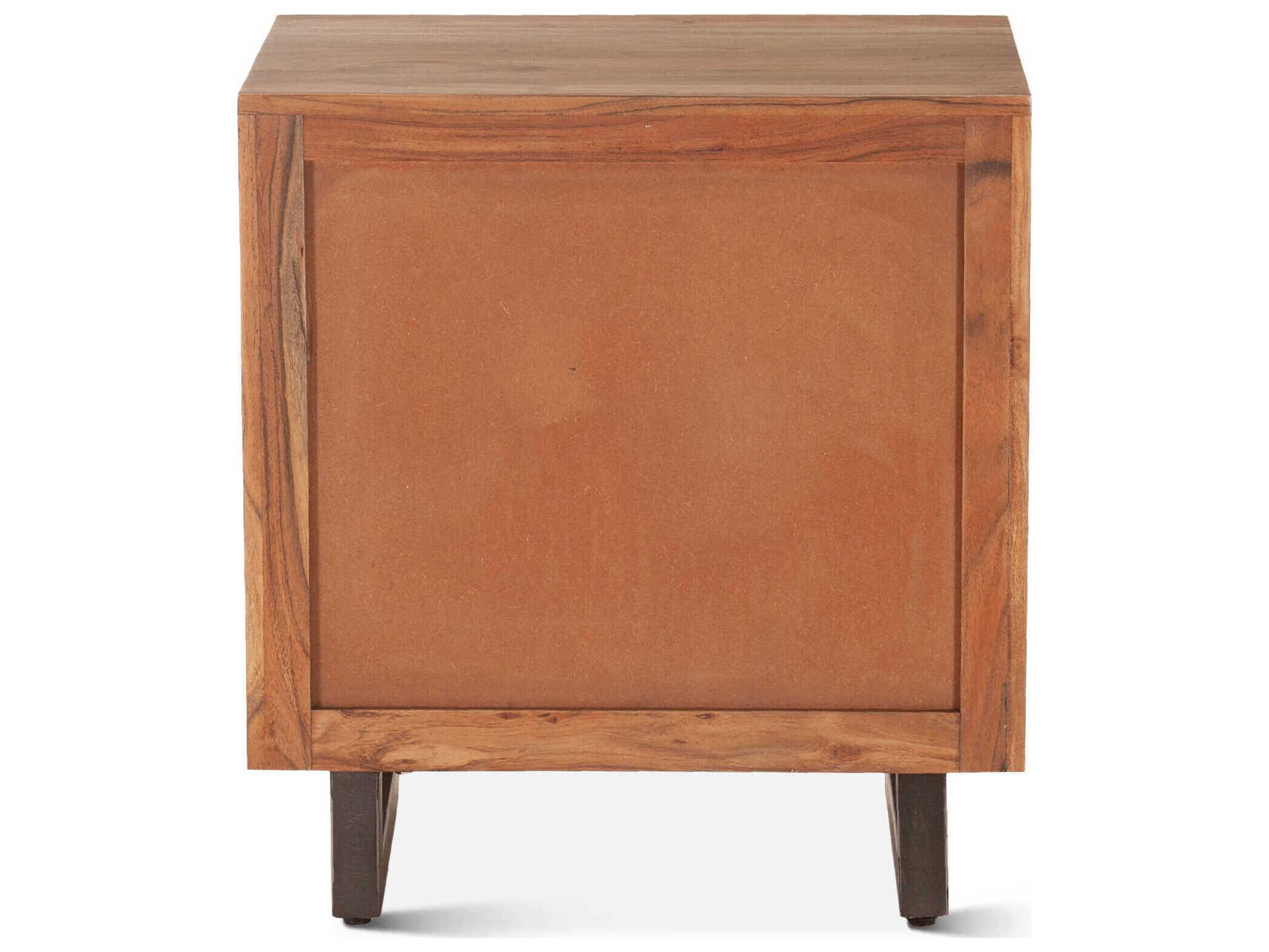 World Interiors Glenwood 2-Drawers Brown Acacia Wood Nightstand