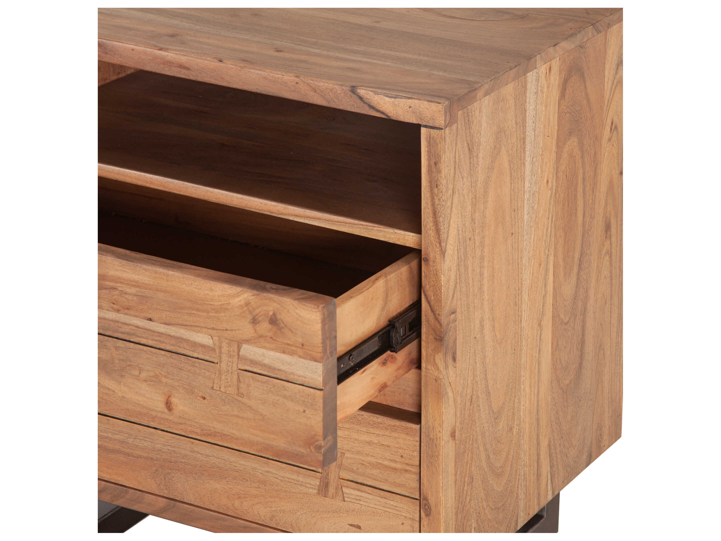 World Interiors Glenwood 2-Drawers Brown Acacia Wood Nightstand