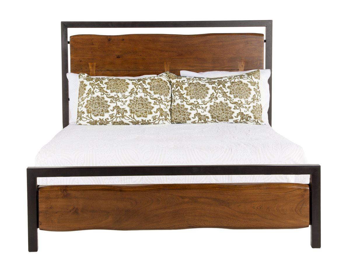 World Interiors Glenwood Walnut Black Acacia Wood Queen Panel Bed