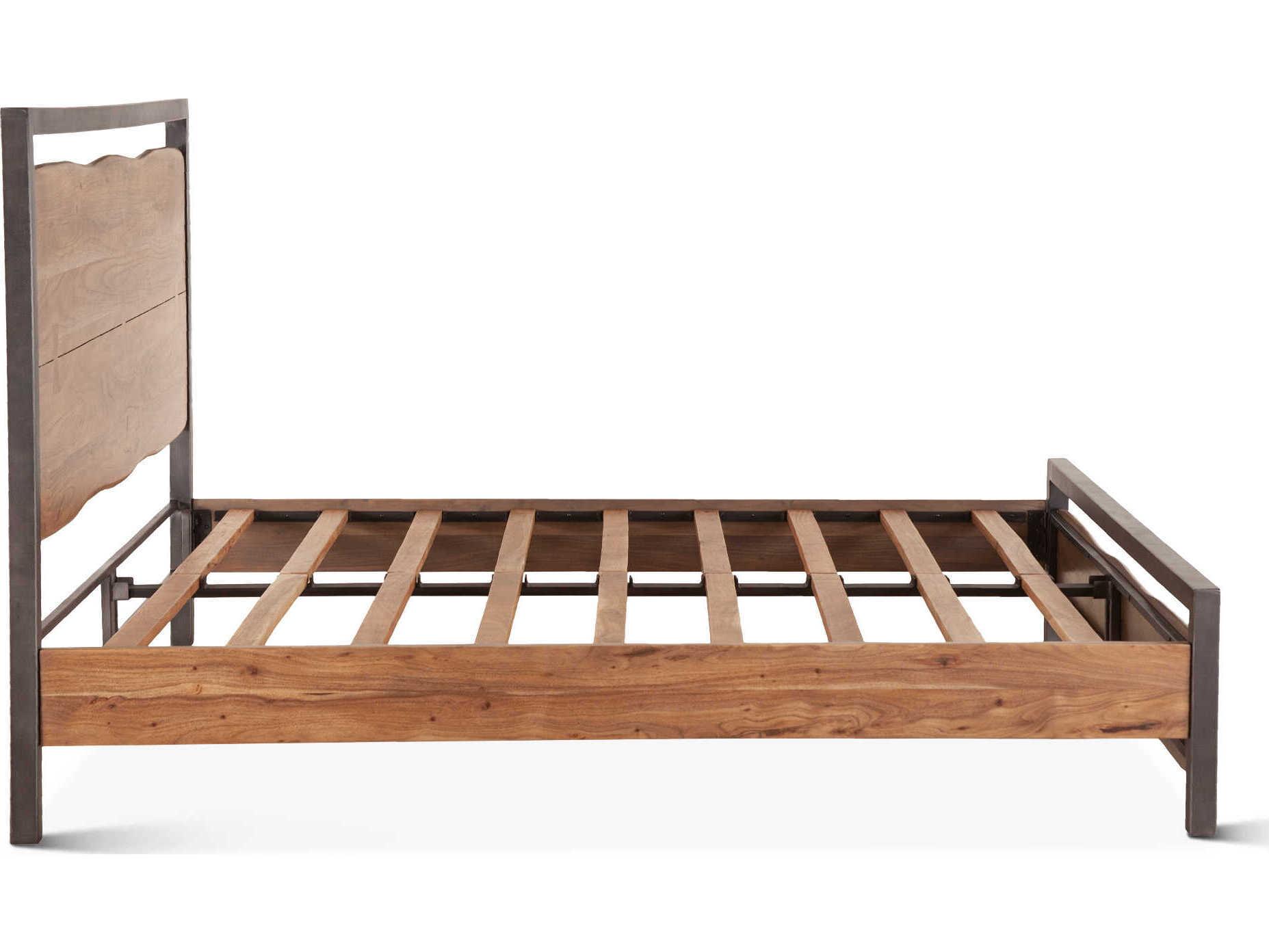 World Interiors Glenwood Smoked Acacia Brown Wood Queen Panel Bed