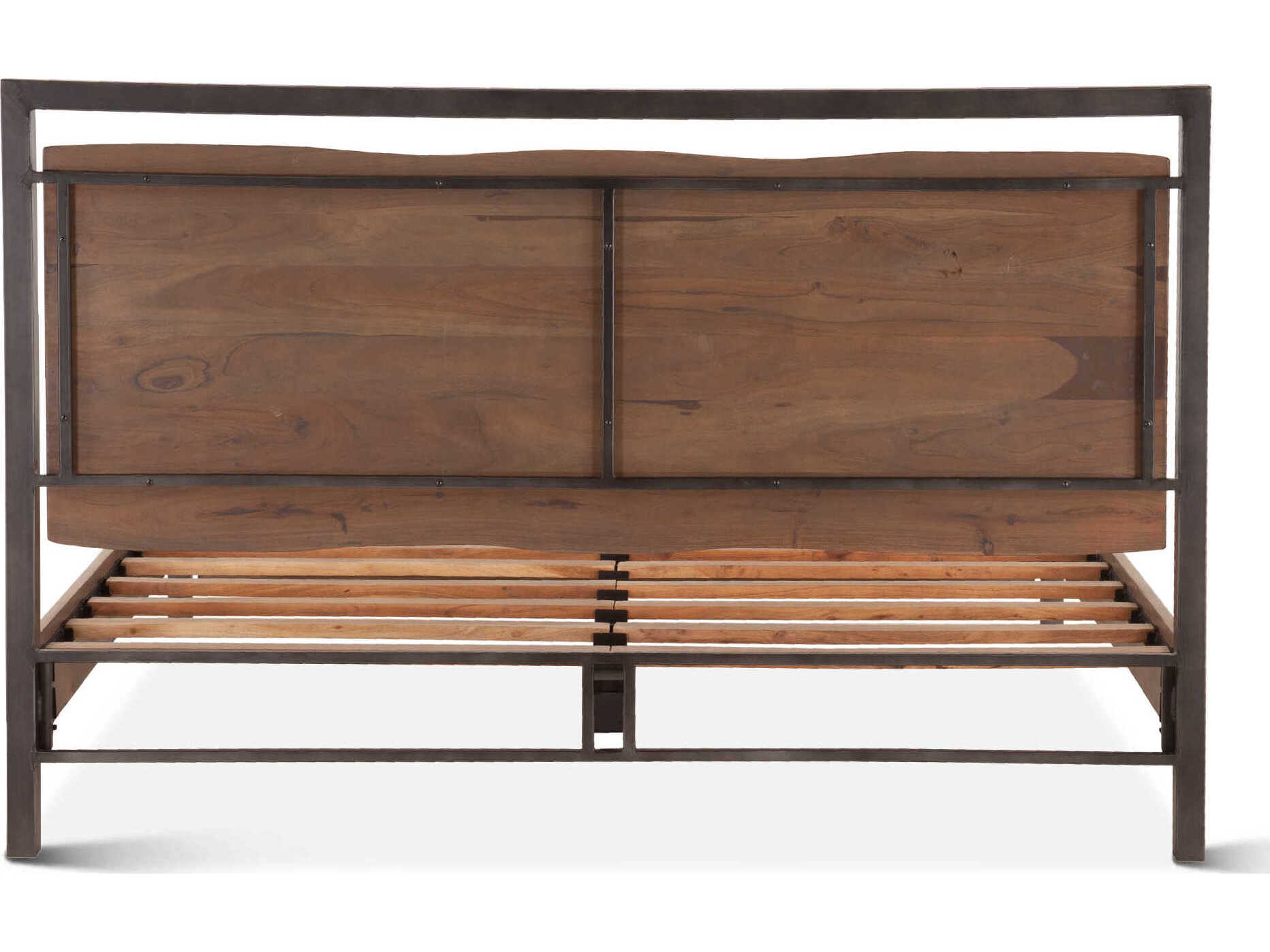 World Interiors Glenwood Smoked Acacia Brown Wood Queen Panel Bed