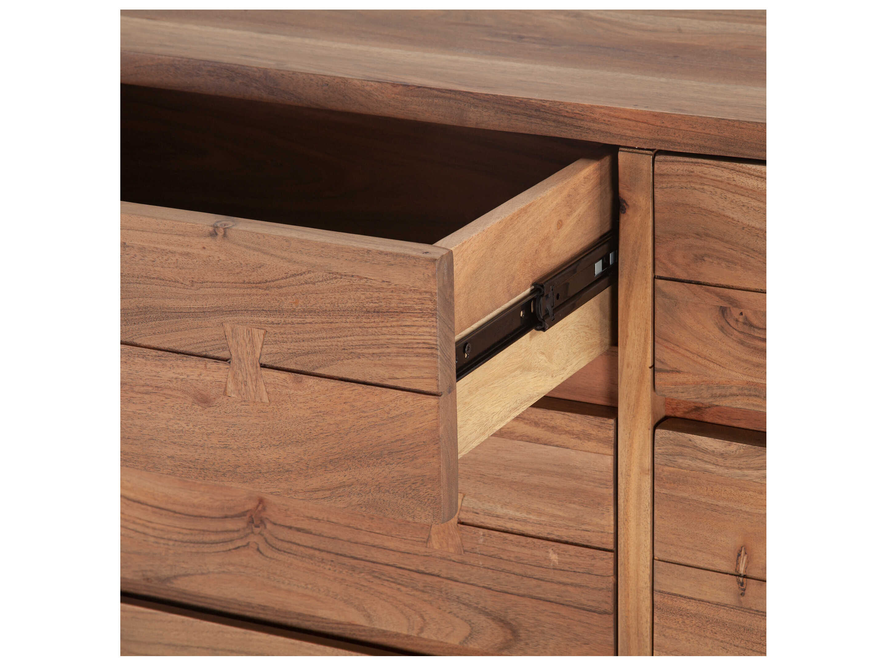 World Interiors Glenwood 6-Drawers Brown Acacia Wood Double Dresser