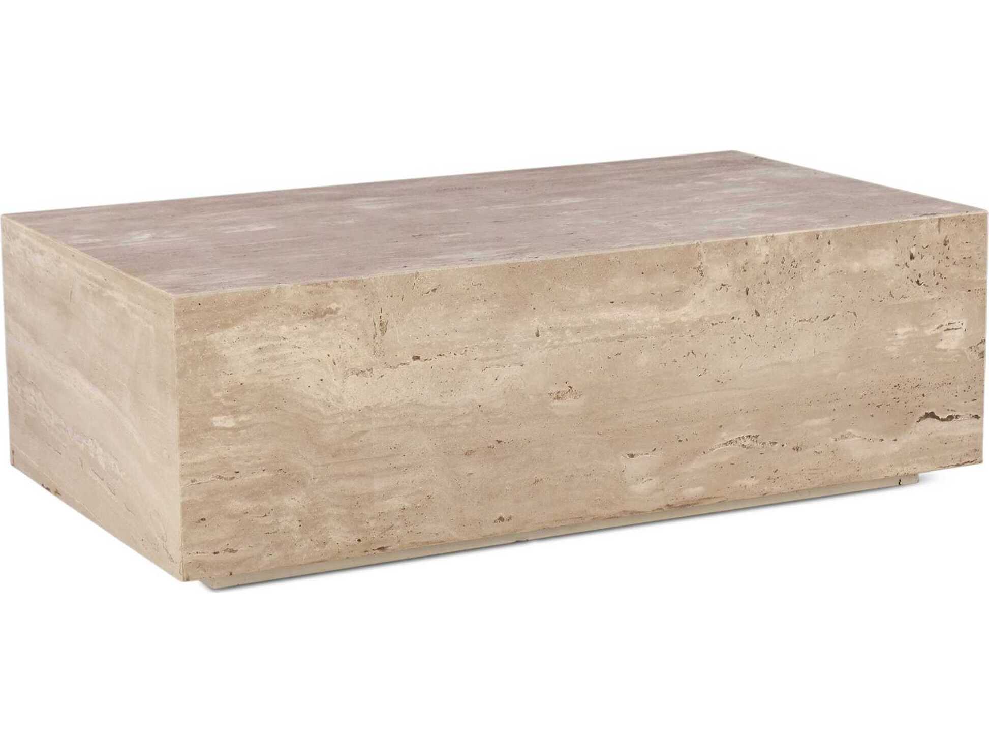 World Interiors Giza Rectangular Stone Travertine Coffee Table