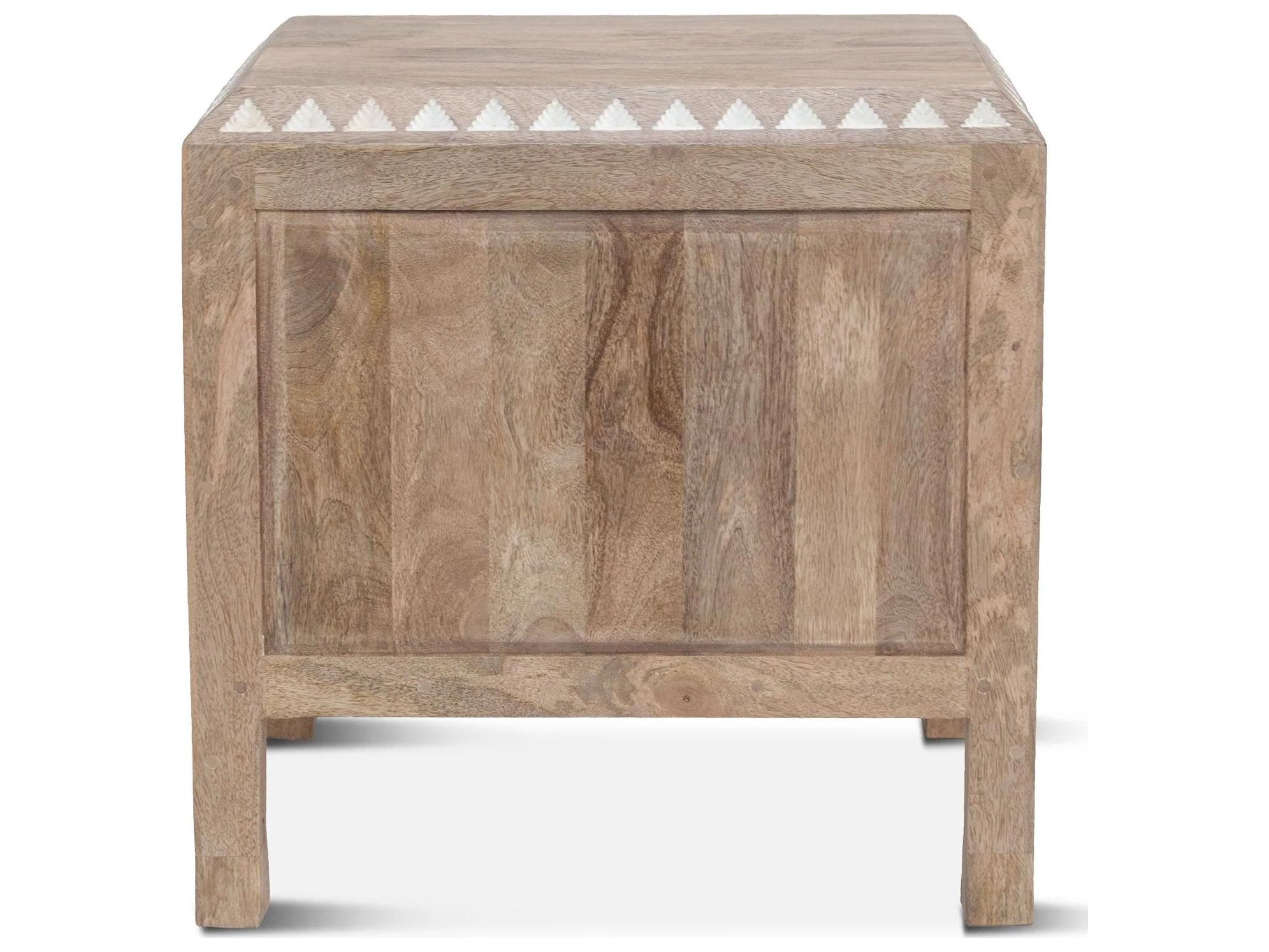 World Interiors Haveli 2-Drawers Natural Mango Wood Nightstand