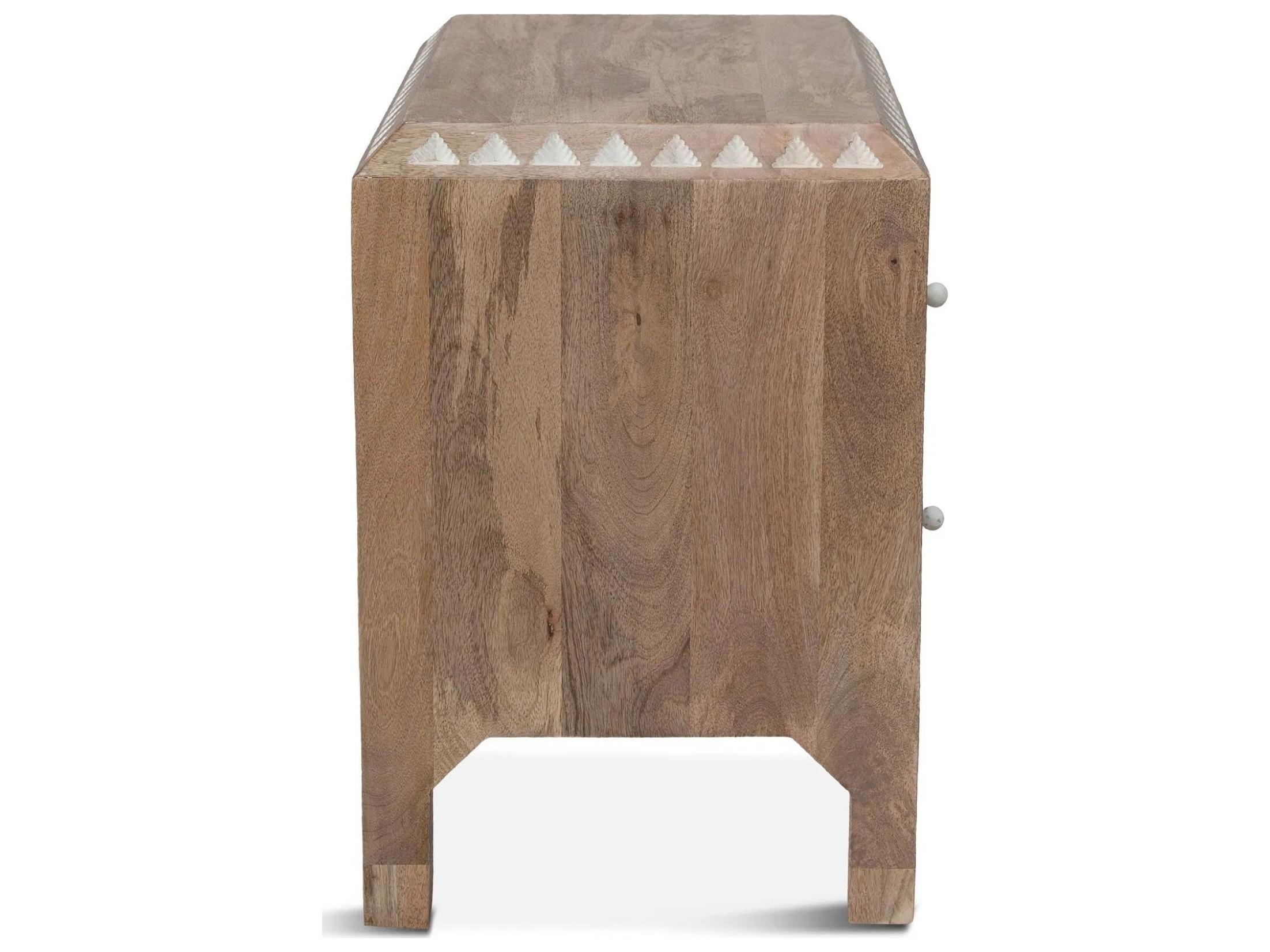 World Interiors Haveli 2-Drawers Natural Mango Wood Nightstand