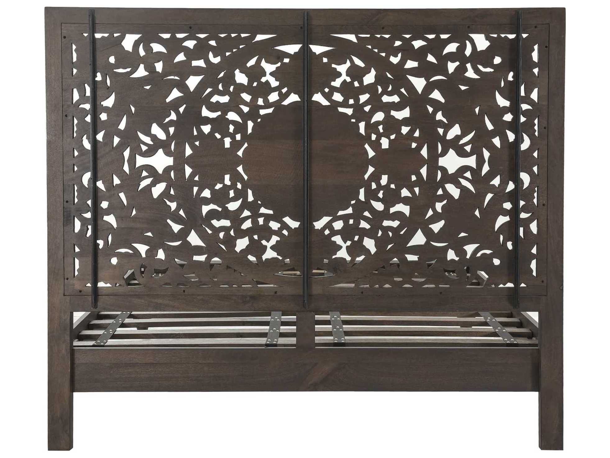 World Interiors Haveli Vintage Brown Mango Wood King Platform Bed
