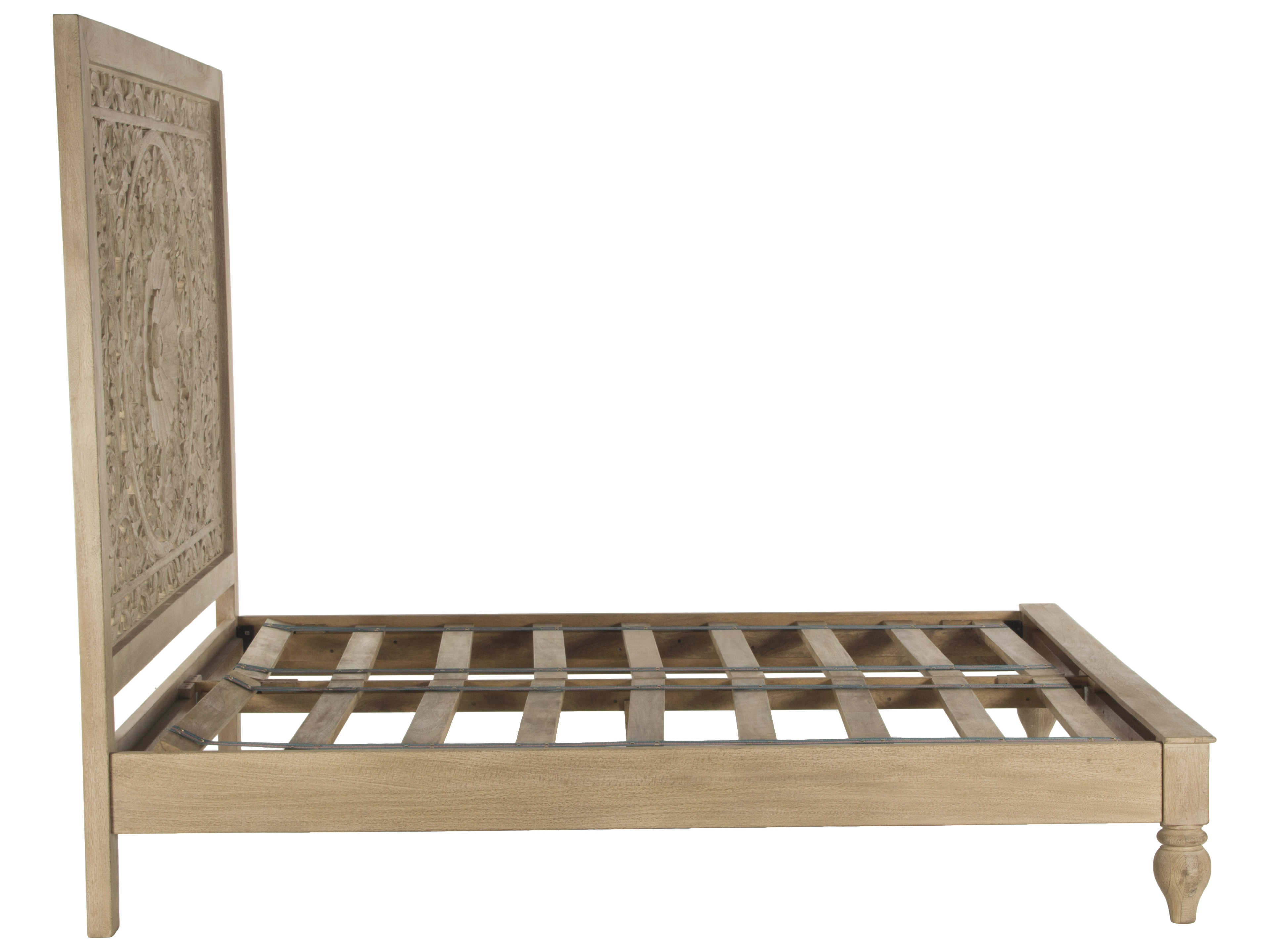 World Interiors Haveli Whitewash Mango Wood Queen Platform Bed