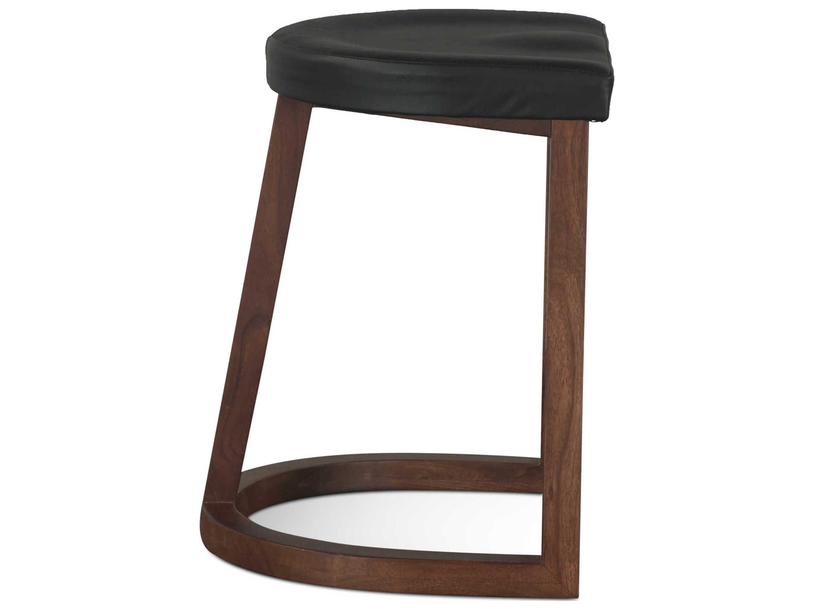 World Interiors Hampton Walnut Leather Acacia Wood Counter Stool