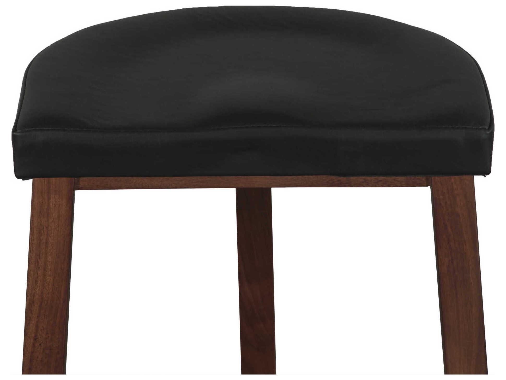 World Interiors Hampton Walnut Leather Acacia Wood Counter Stool