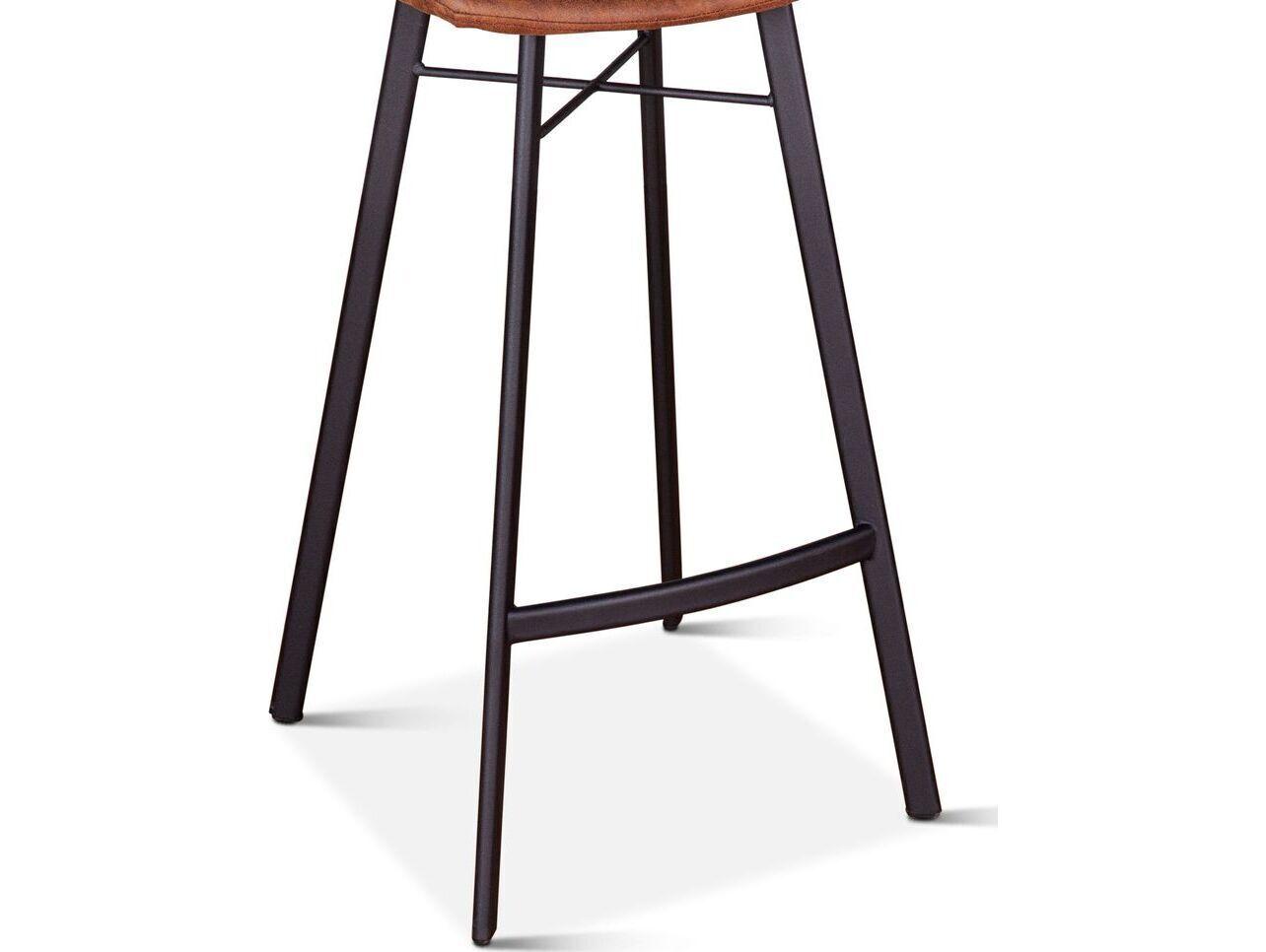 World Interiors Hudson Trapper Brown Matte Black Leather Bar Stool