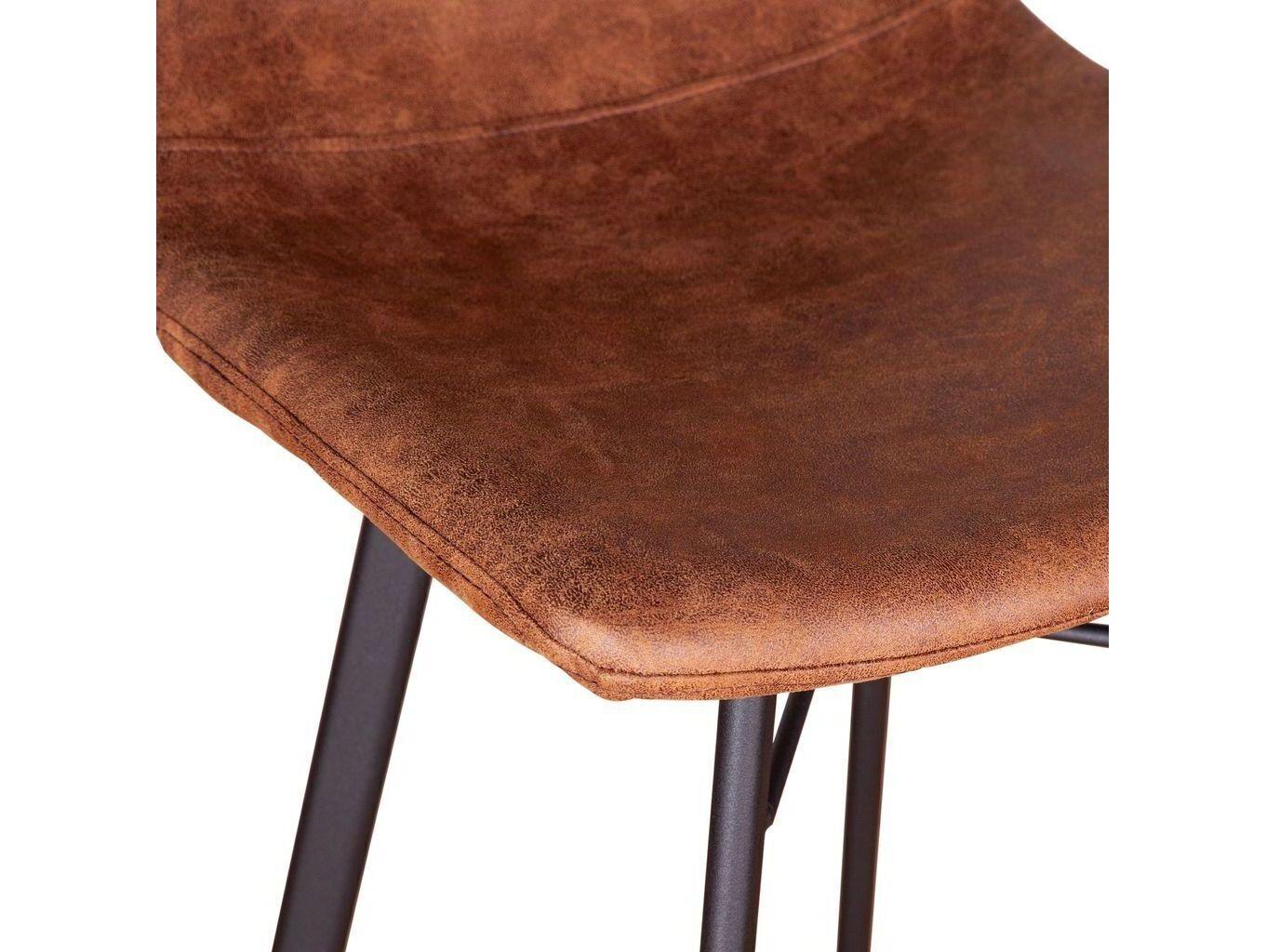 World Interiors Hudson Trapper Brown Matte Black Leather Bar Stool